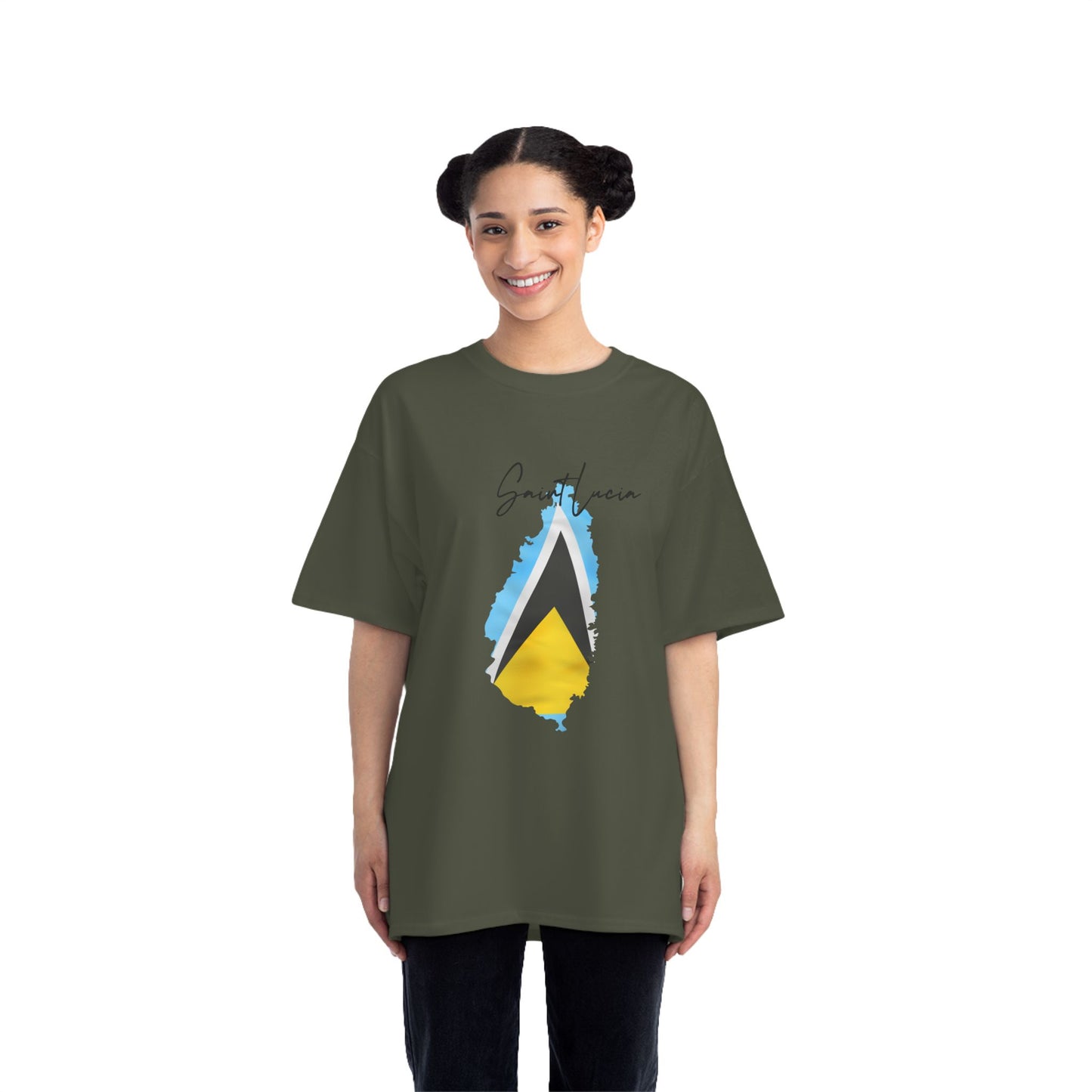 Saint Lucia Map Shape Flag T-Shirt