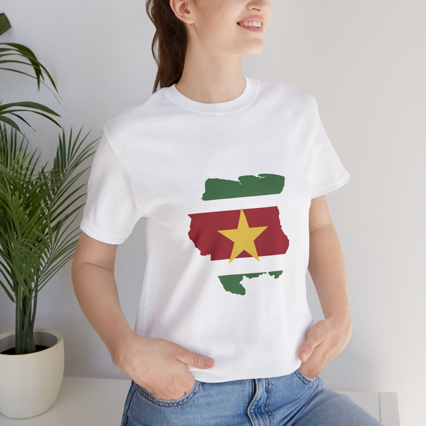 Suriname Map Flag Unisex Jersey T-Shirt