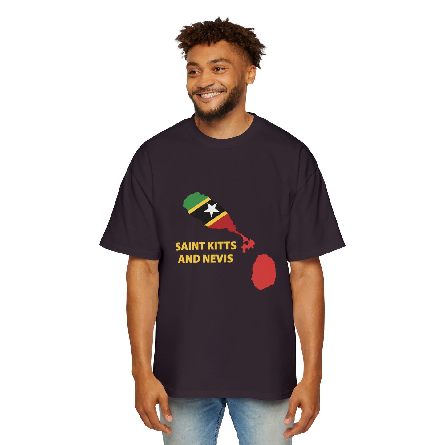 Saint Kitts and Nevis Map Men's Heavy Oversized Tee