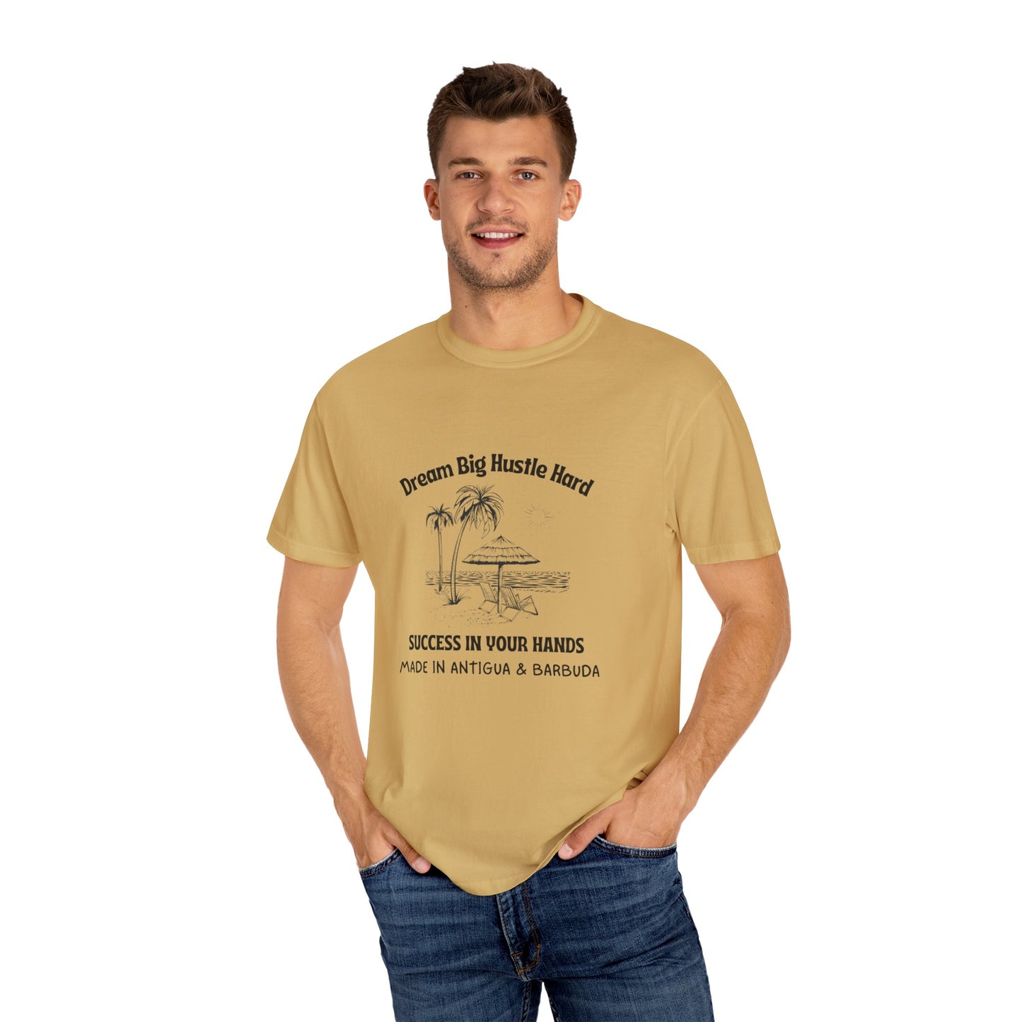 Dream Big Hustle Hard T-Shirt - Motivational Unisex Garment-Dyed Tee