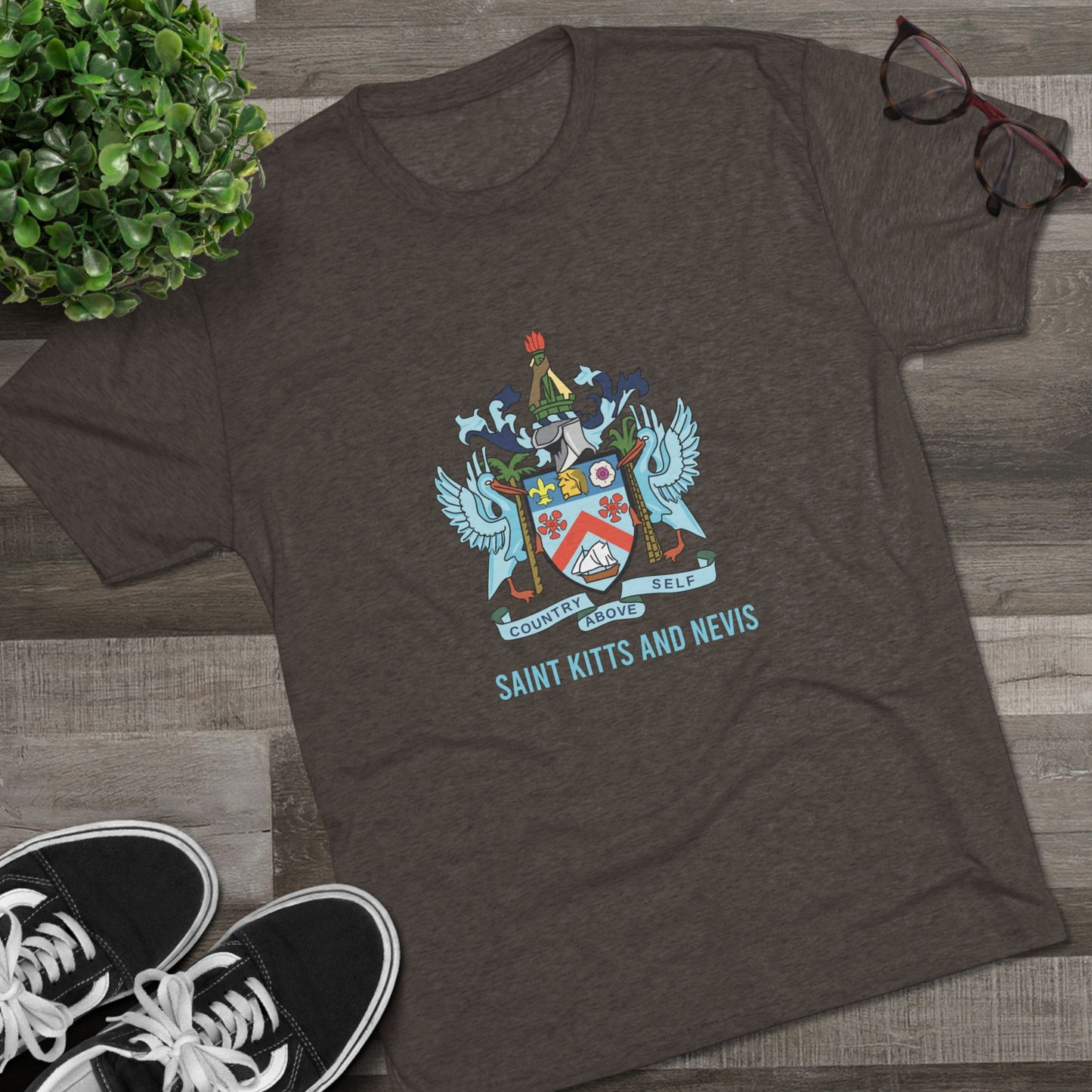 Saint Kitts and Nevis Coat Of Arm Unisex Tri-Blend T-Shirt