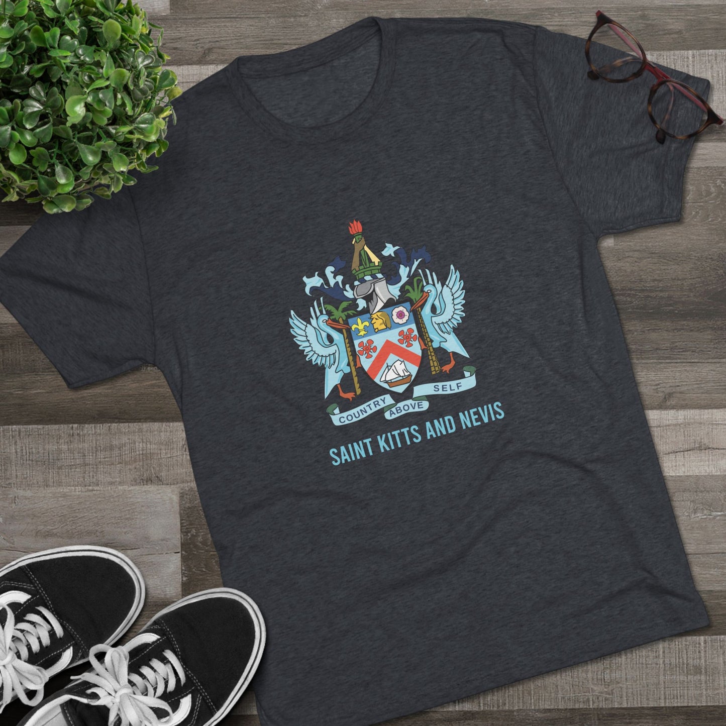 Saint Kitts and Nevis Coat Of Arm Unisex Tri-Blend T-Shirt