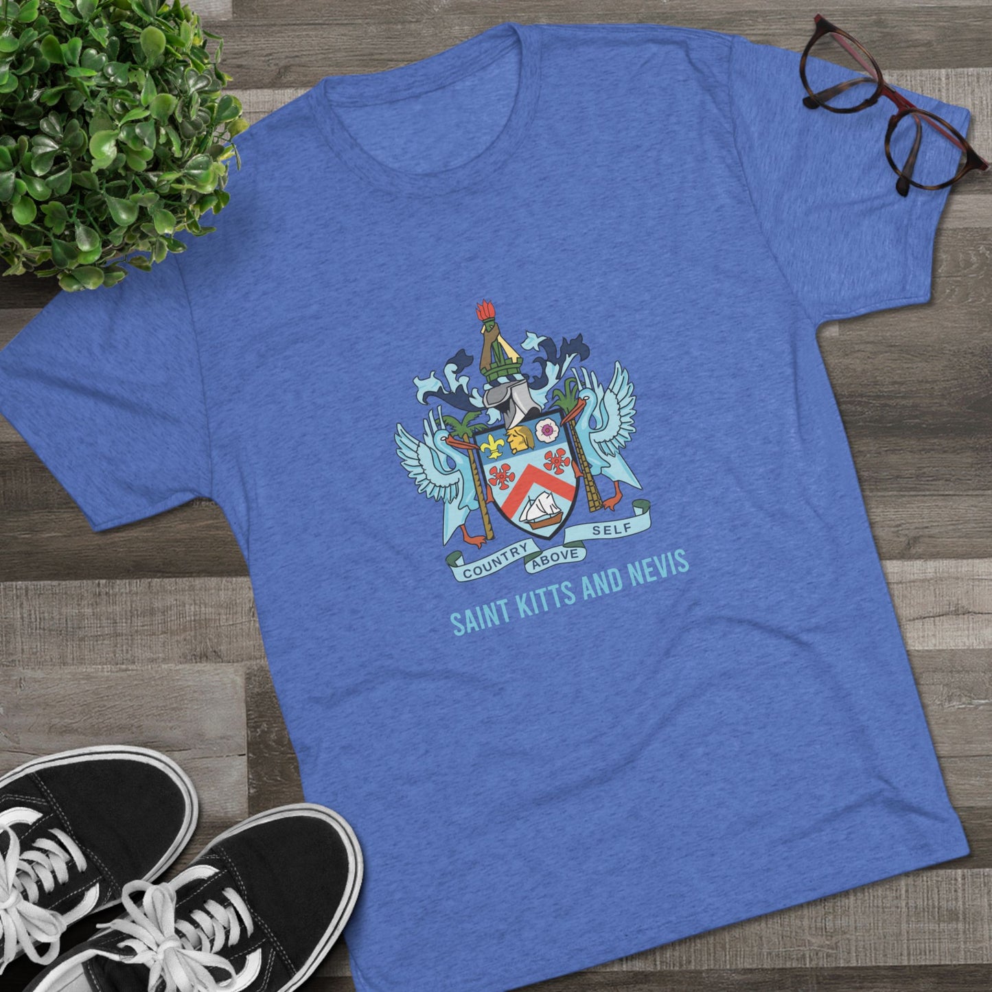 Saint Kitts and Nevis Coat Of Arm Unisex Tri-Blend T-Shirt