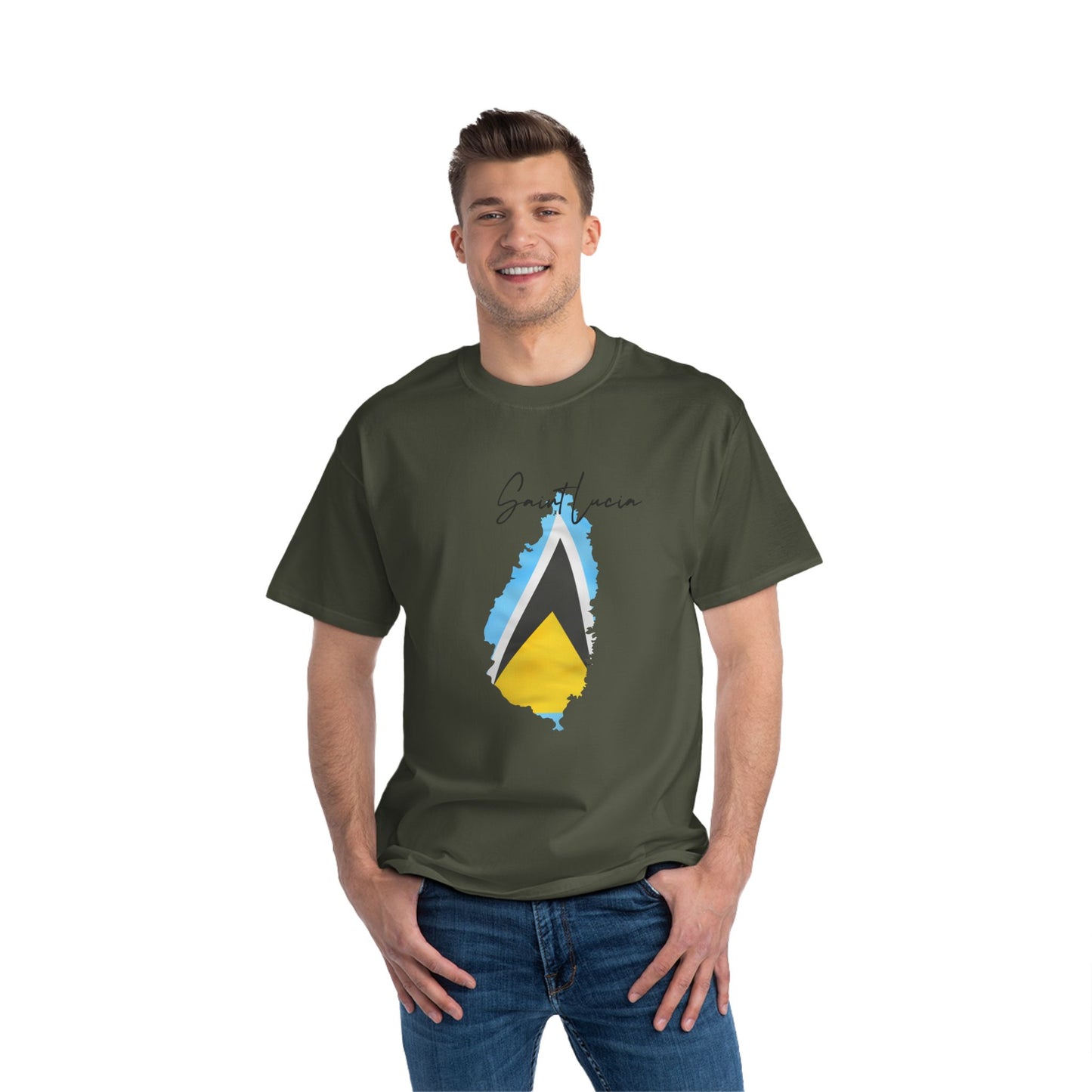 Saint Lucia Map Shape Flag T-Shirt