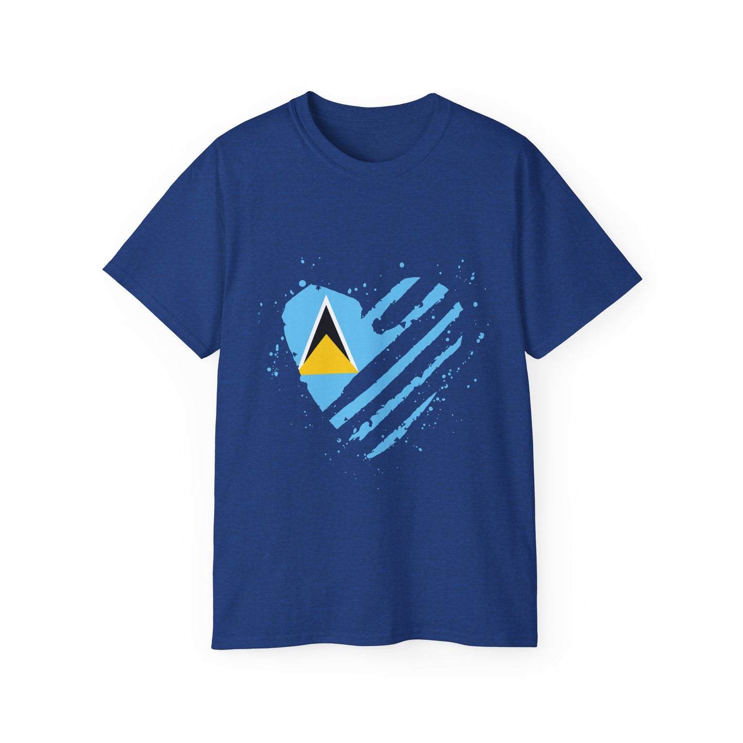 Heart Shape Saint Lucia Flag Cotton T-Shirt