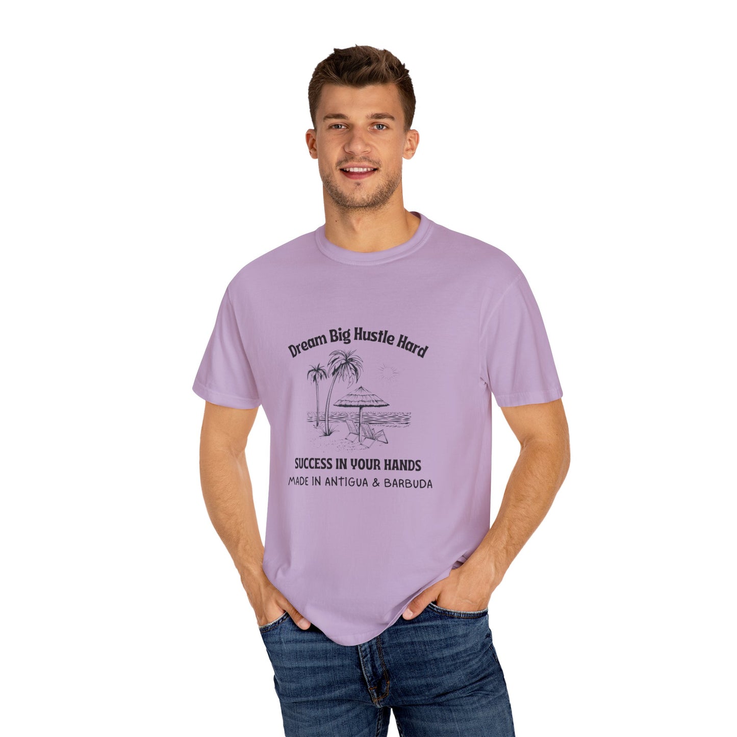 Dream Big Hustle Hard T-Shirt - Motivational Unisex Garment-Dyed Tee