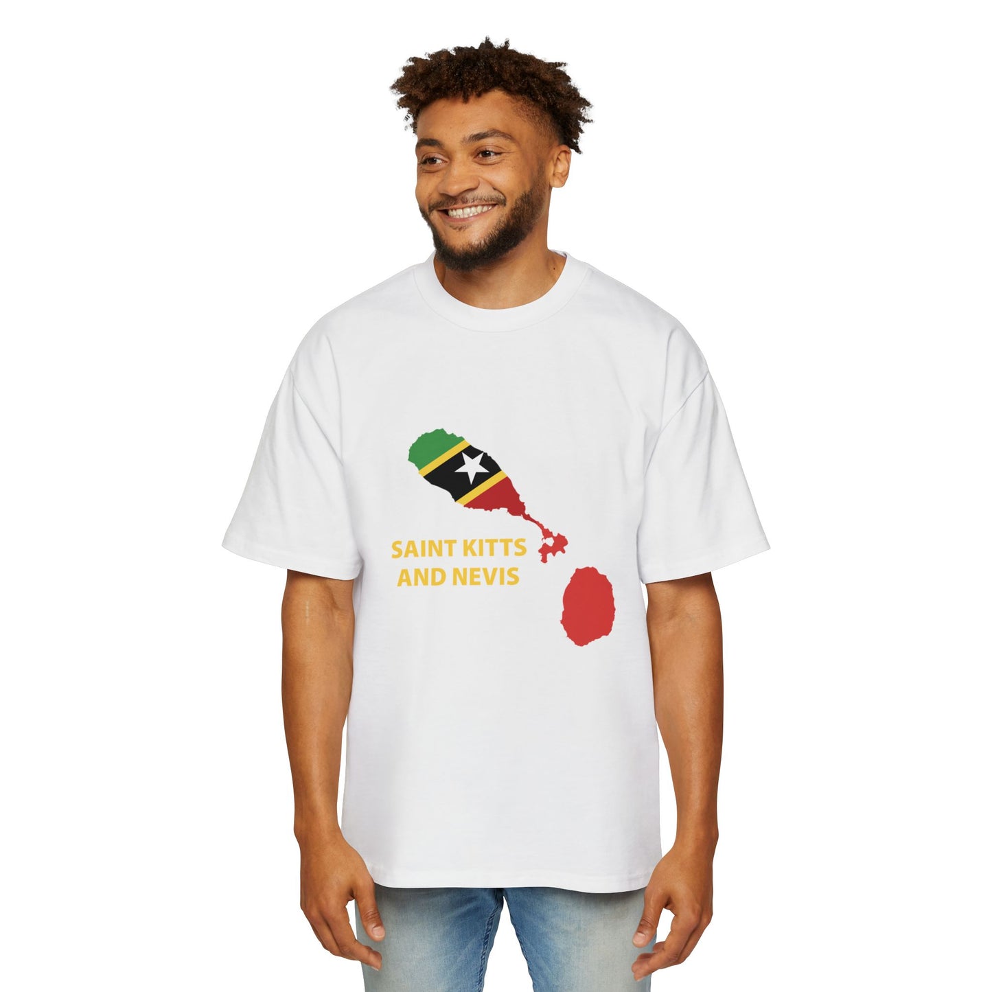 Saint Kitts and Nevis Map Men's Heavy Oversized Tee