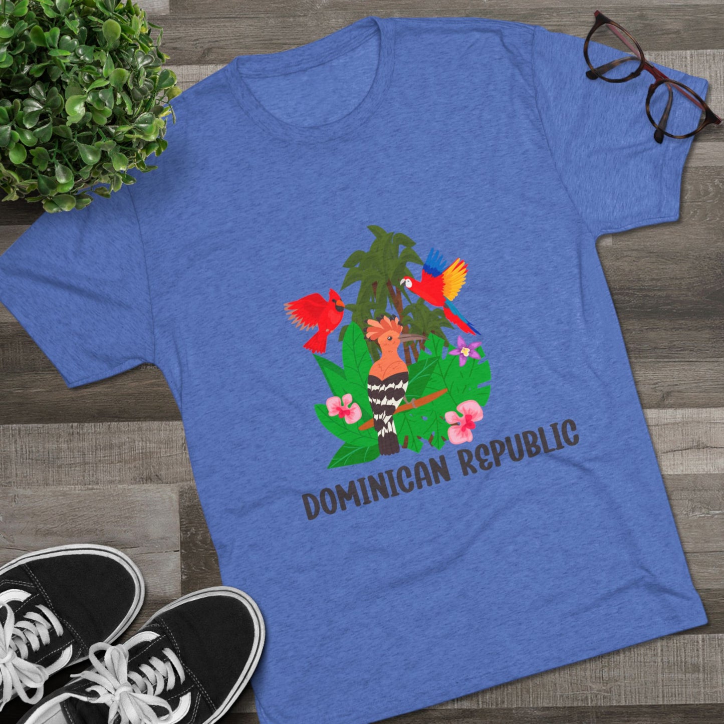 Tropical Dominican Republic Crew Tee - Unisex Tri-Blend