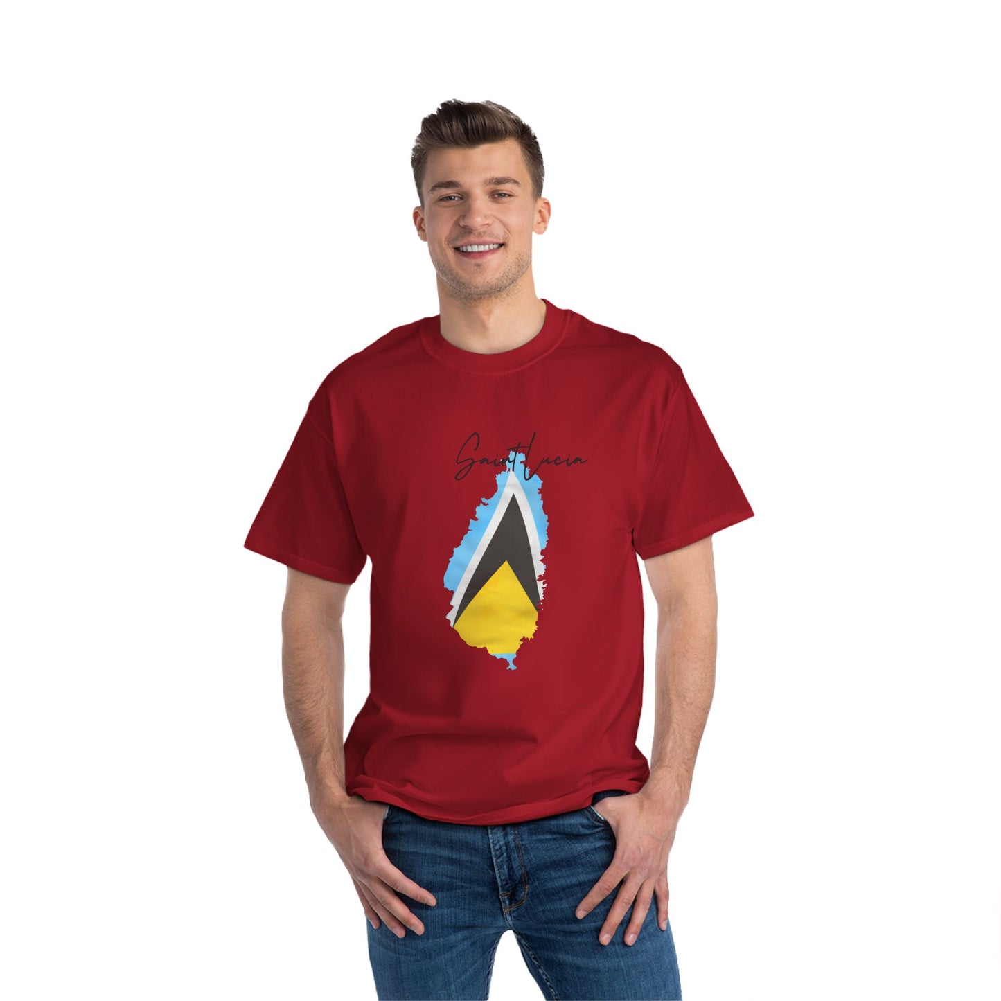 Saint Lucia Map Shape Flag T-Shirt