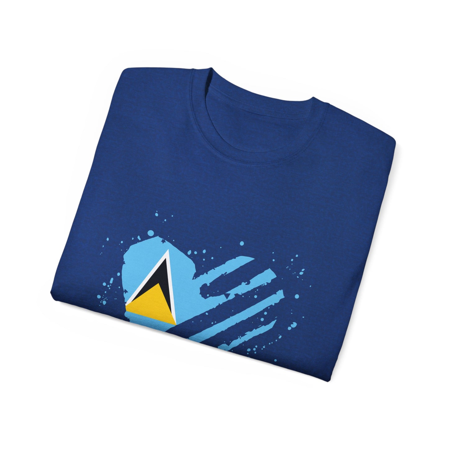 Heart Shape Saint Lucia Flag Cotton T-Shirt