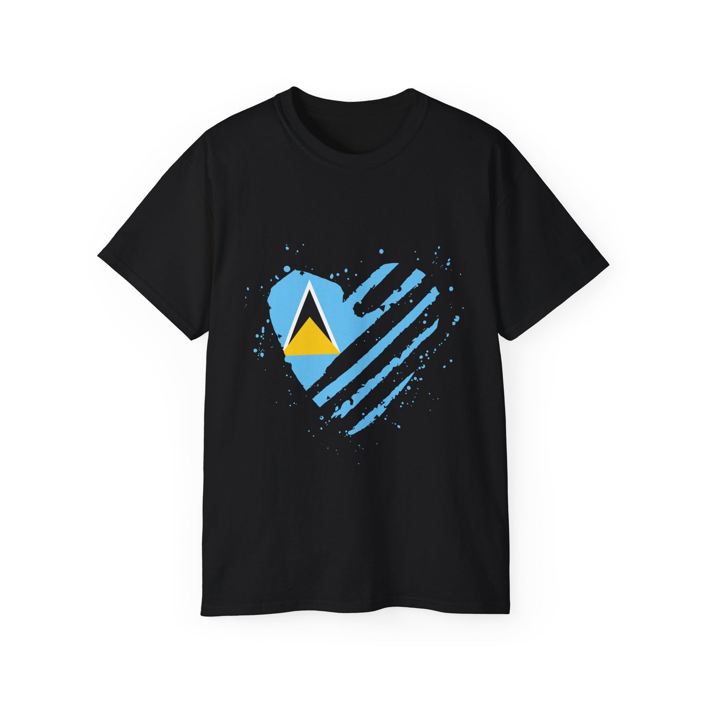 Heart Shape Saint Lucia Flag Cotton T-Shirt