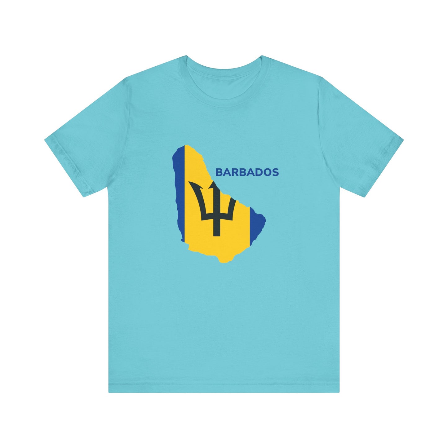 Unisex Jersey Barbados Map Flag Short Sleeve Tee