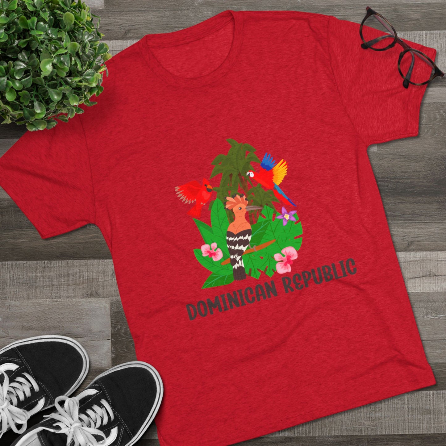 Tropical Dominican Republic Crew Tee - Unisex Tri-Blend