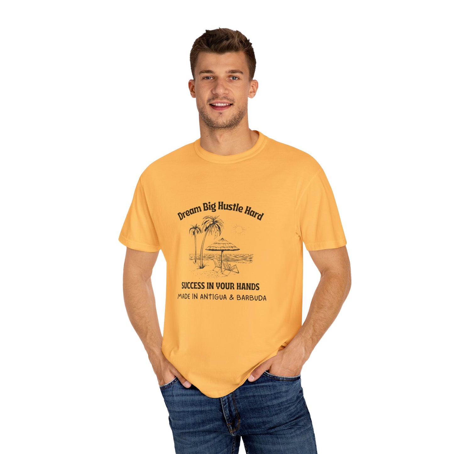 Dream Big Hustle Hard T-Shirt - Motivational Unisex Garment-Dyed Tee