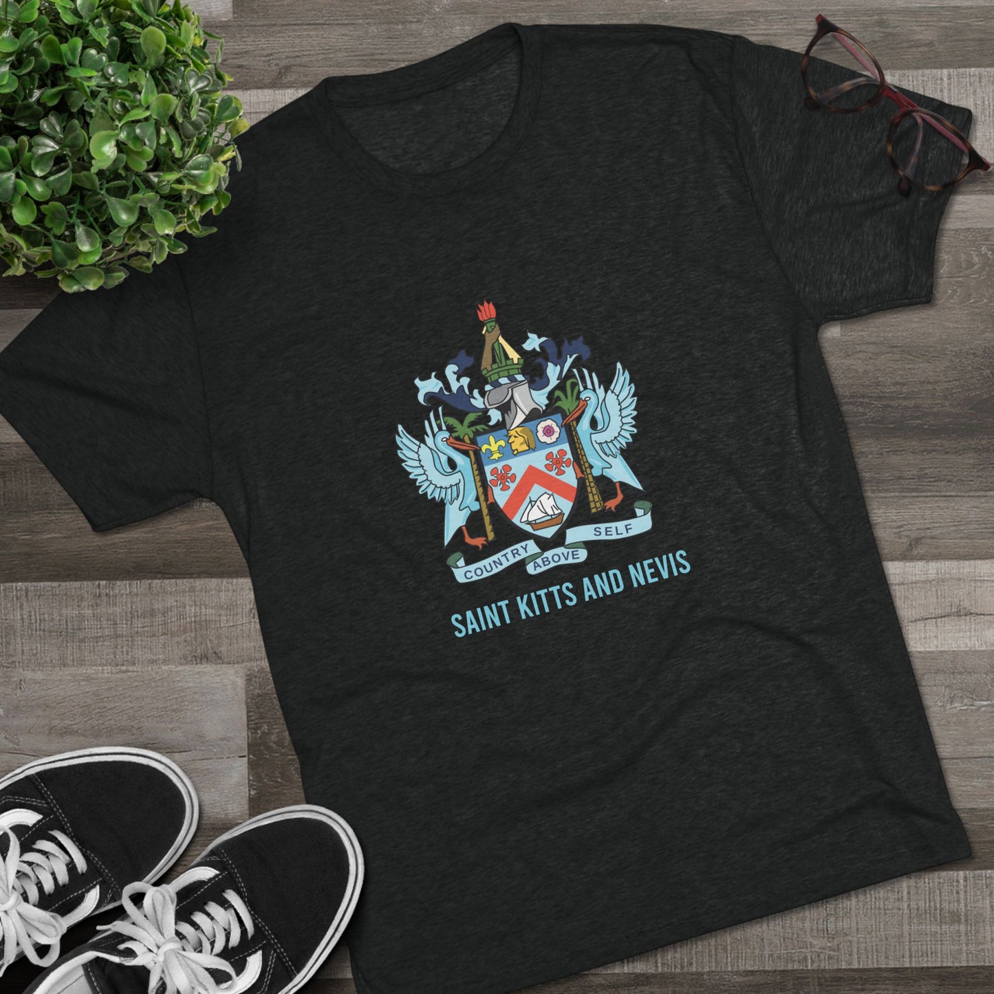Saint Kitts and Nevis Coat Of Arm Unisex Tri-Blend T-Shirt