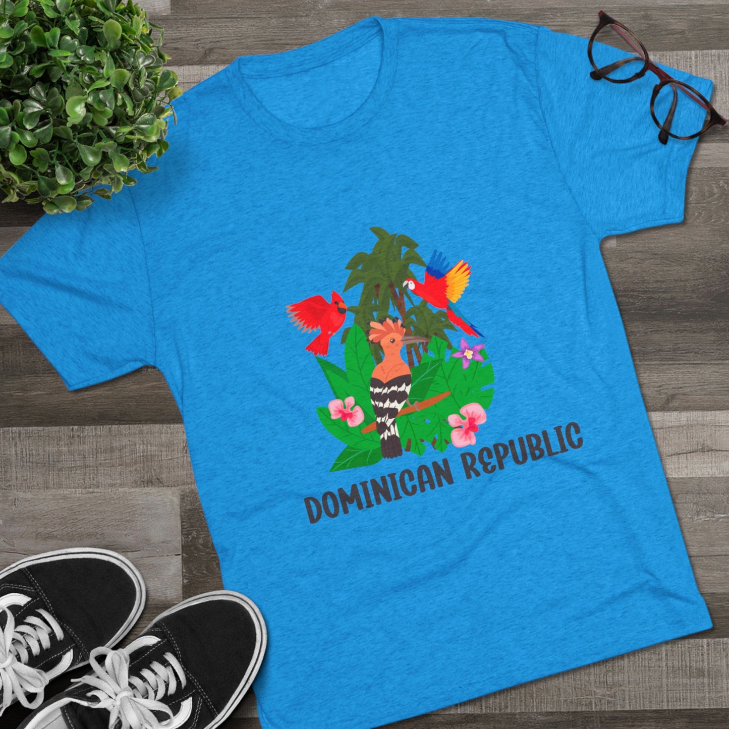 Tropical Dominican Republic Crew Tee - Unisex Tri-Blend