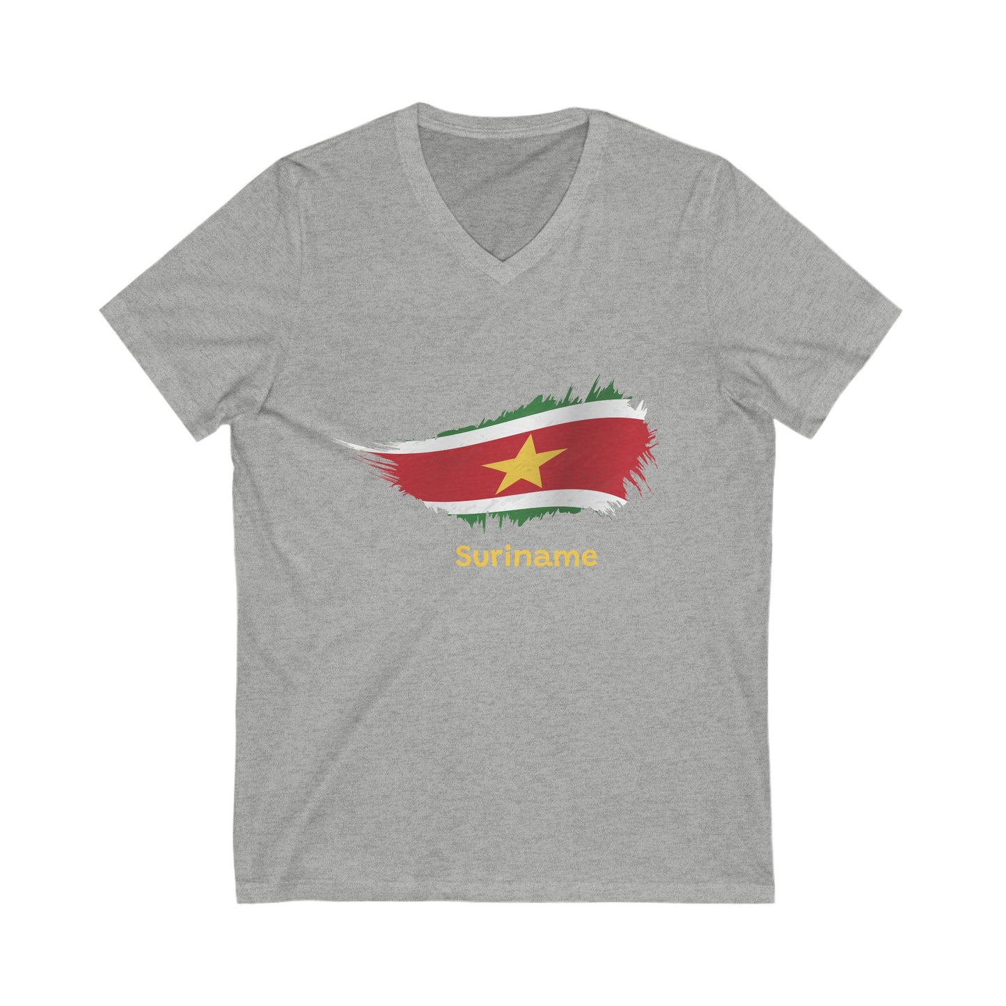 Suriname Flag Short Sleeve V-Neck Tee