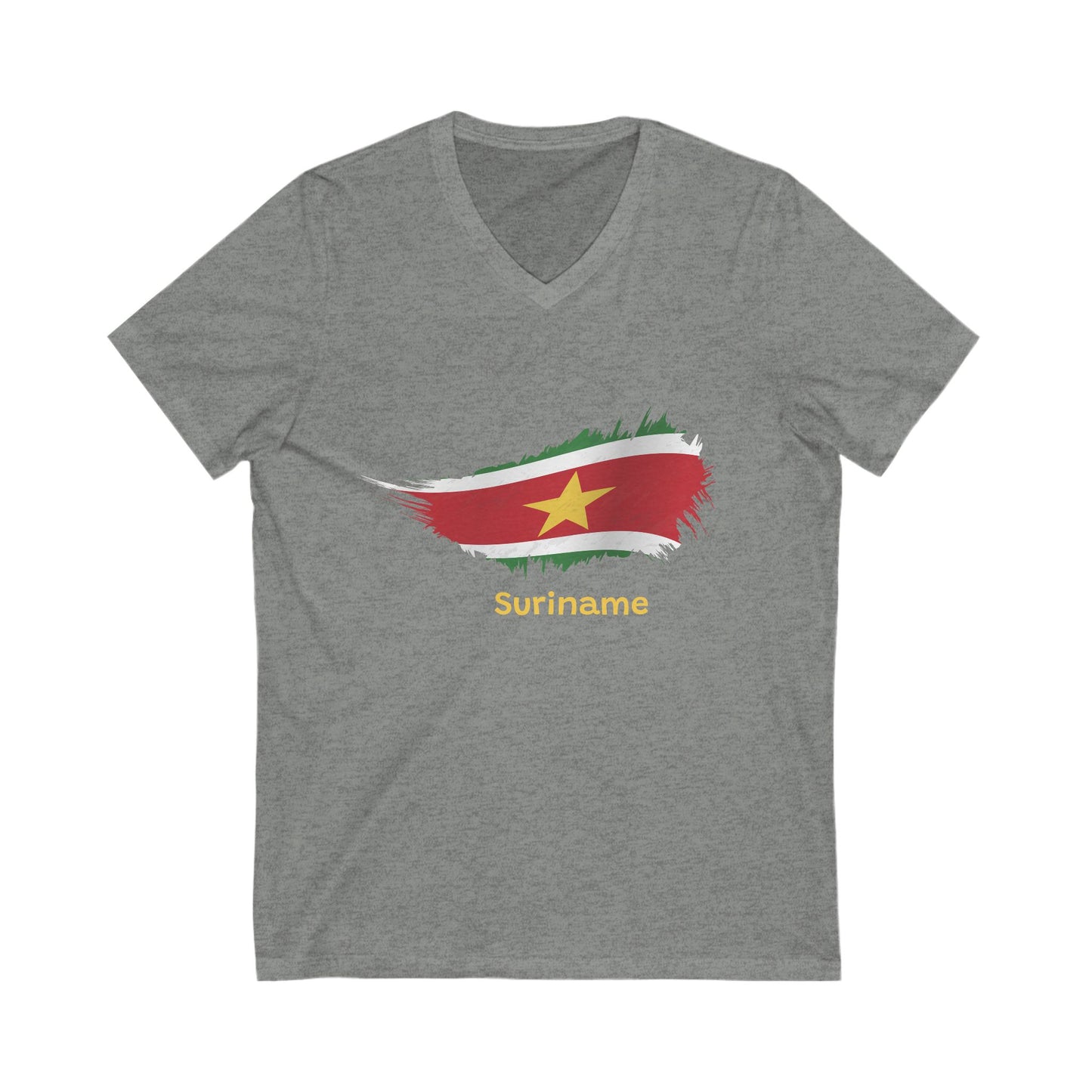 Suriname Flag Short Sleeve V-Neck Tee