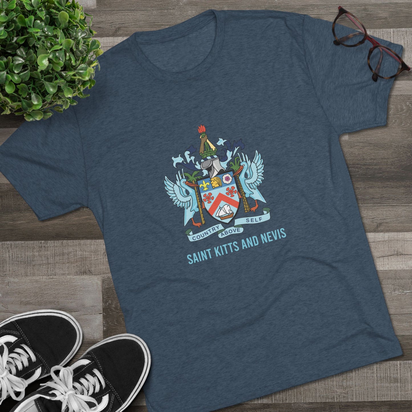 Saint Kitts and Nevis Coat Of Arm Unisex Tri-Blend T-Shirt