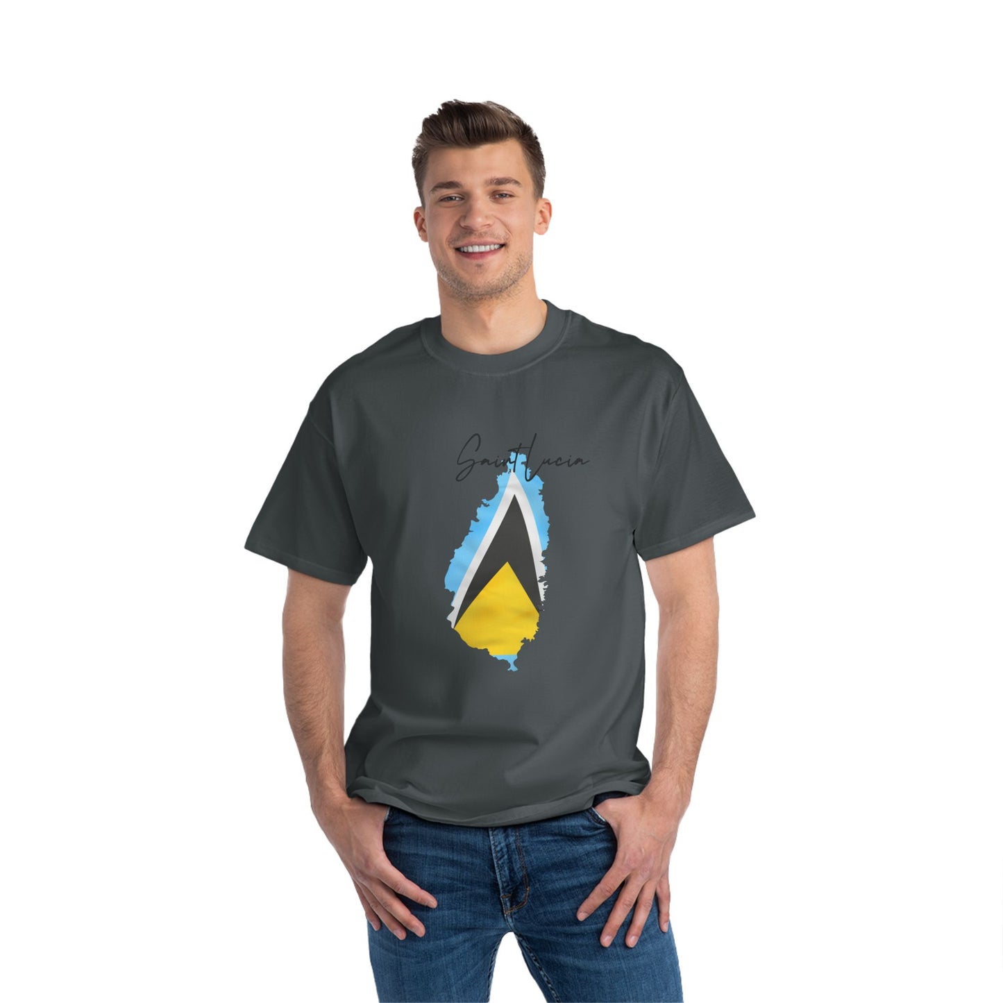 Saint Lucia Map Shape Flag T-Shirt