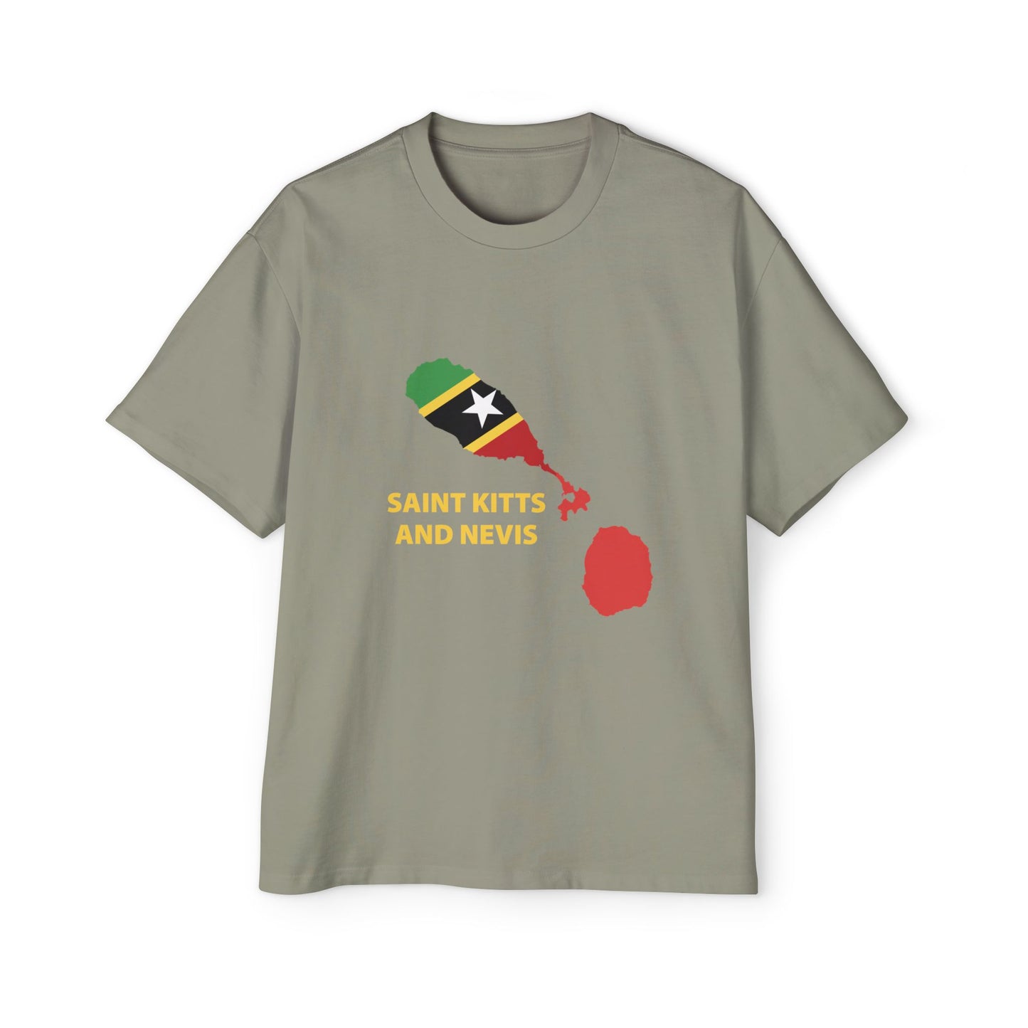 Saint Kitts and Nevis Map Men's Heavy Oversized Tee