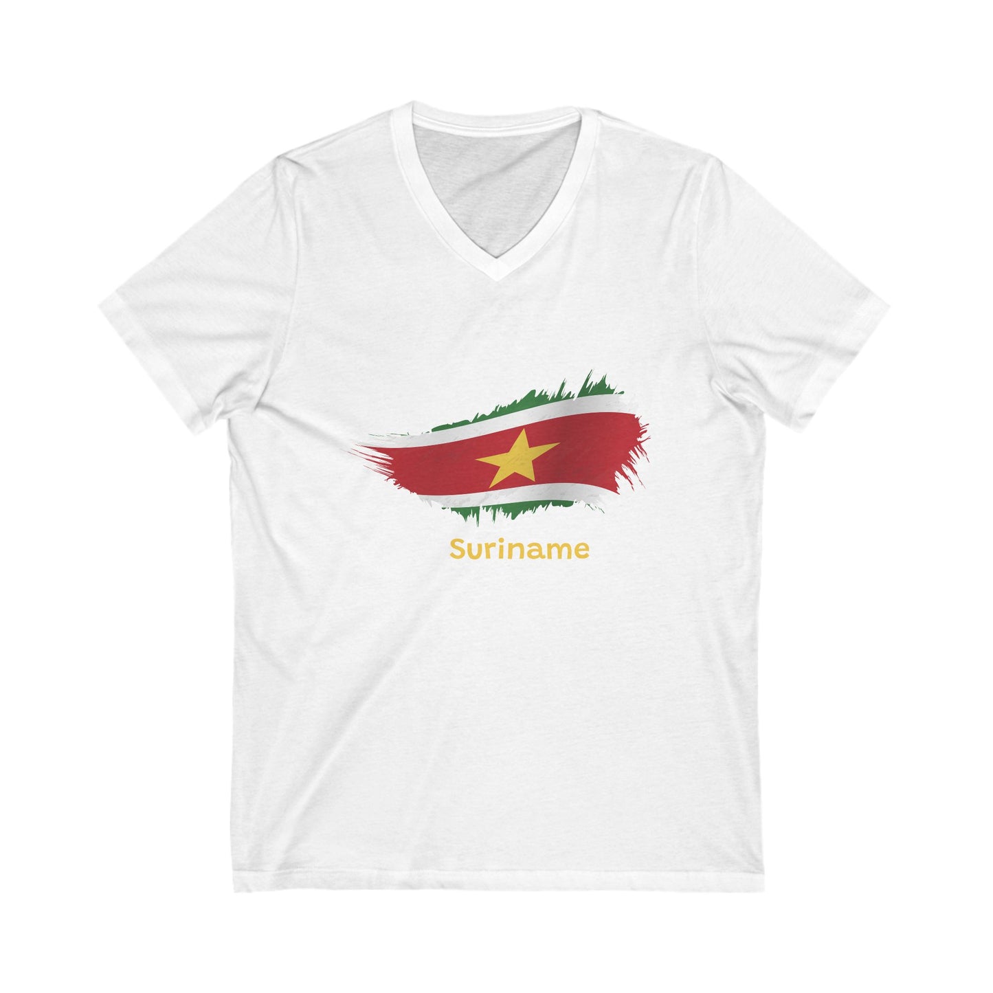 Suriname Flag Short Sleeve V-Neck Tee