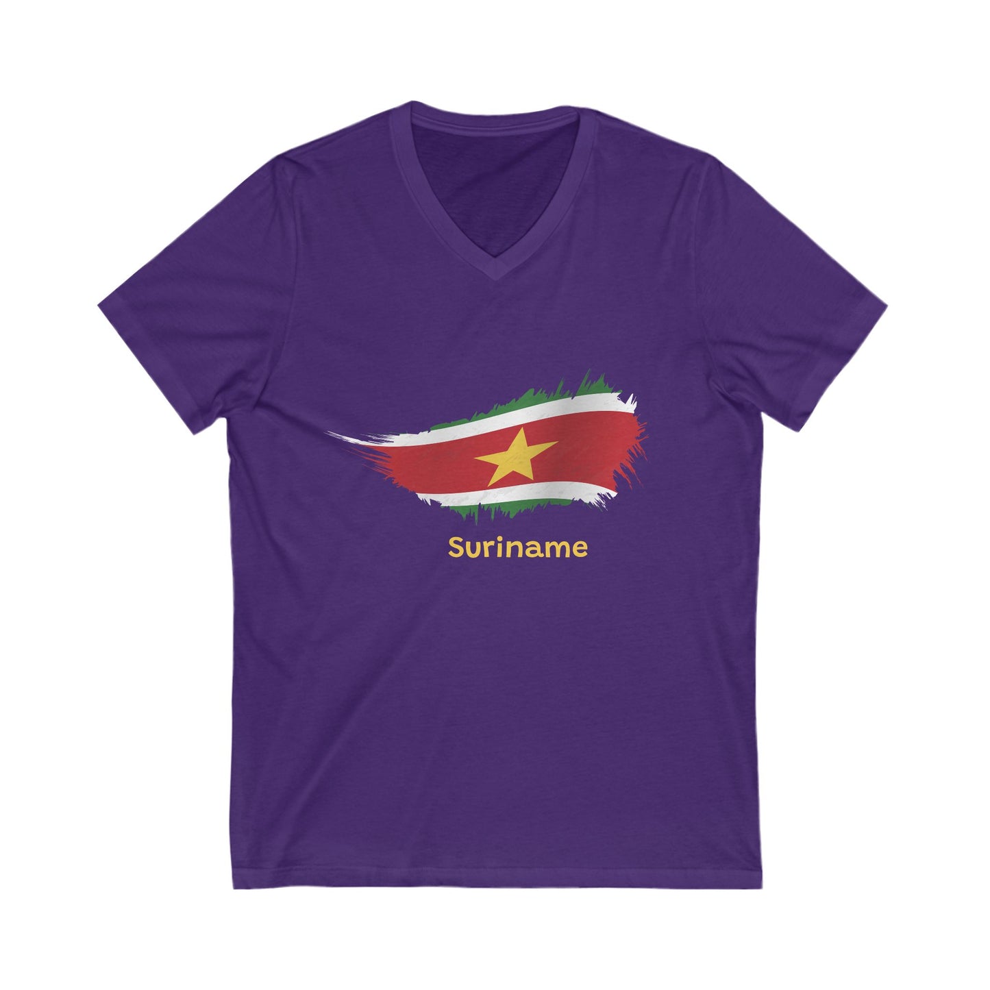 Suriname Flag Short Sleeve V-Neck Tee