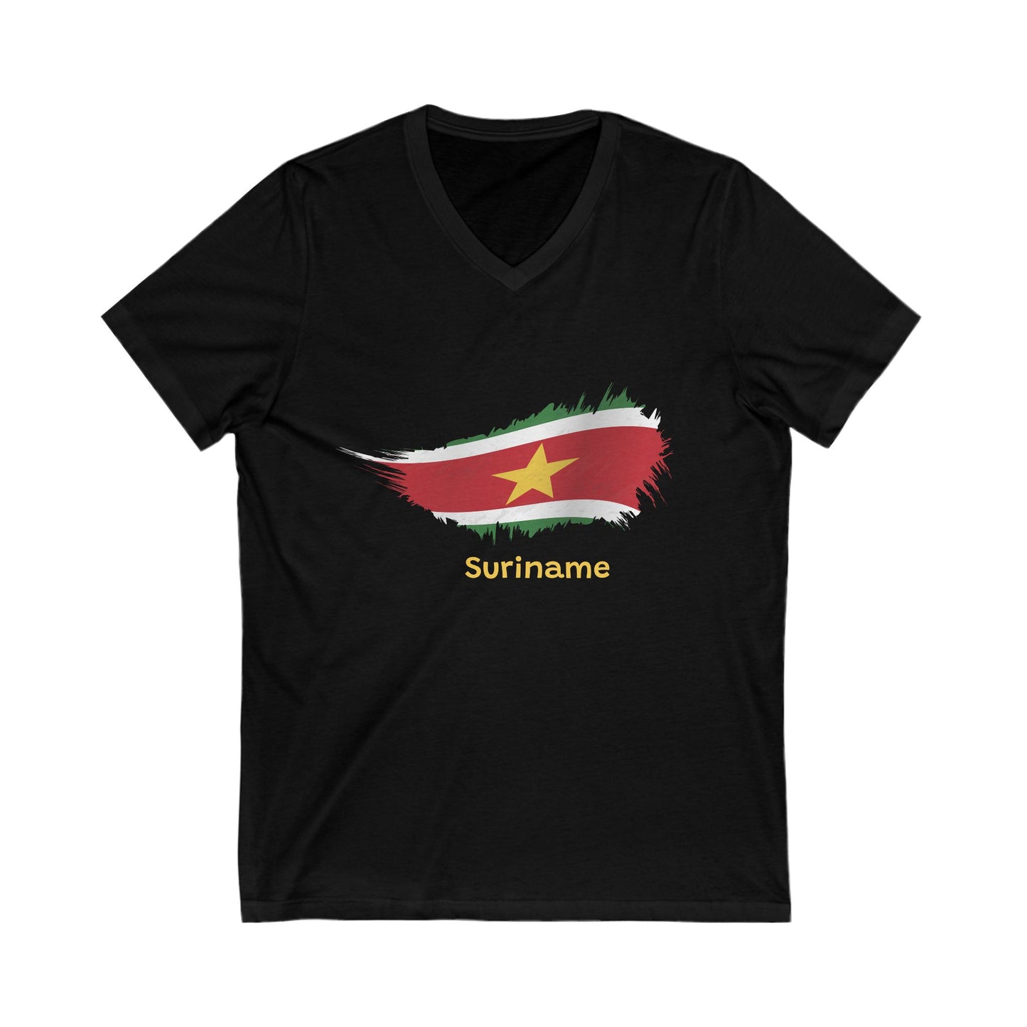 Suriname Flag Short Sleeve V-Neck Tee
