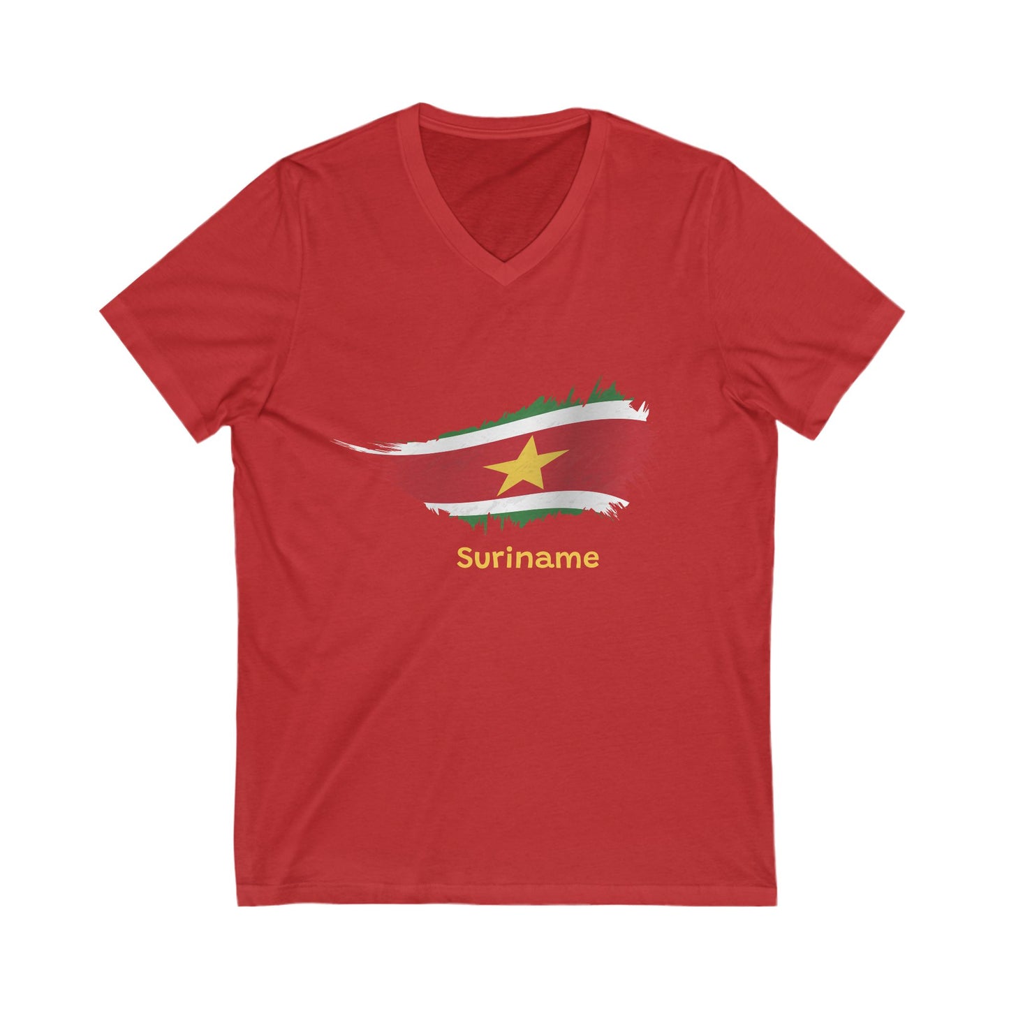 Suriname Flag Short Sleeve V-Neck Tee
