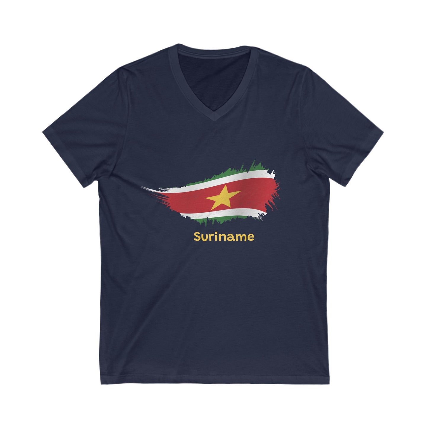 Suriname Flag Short Sleeve V-Neck Tee