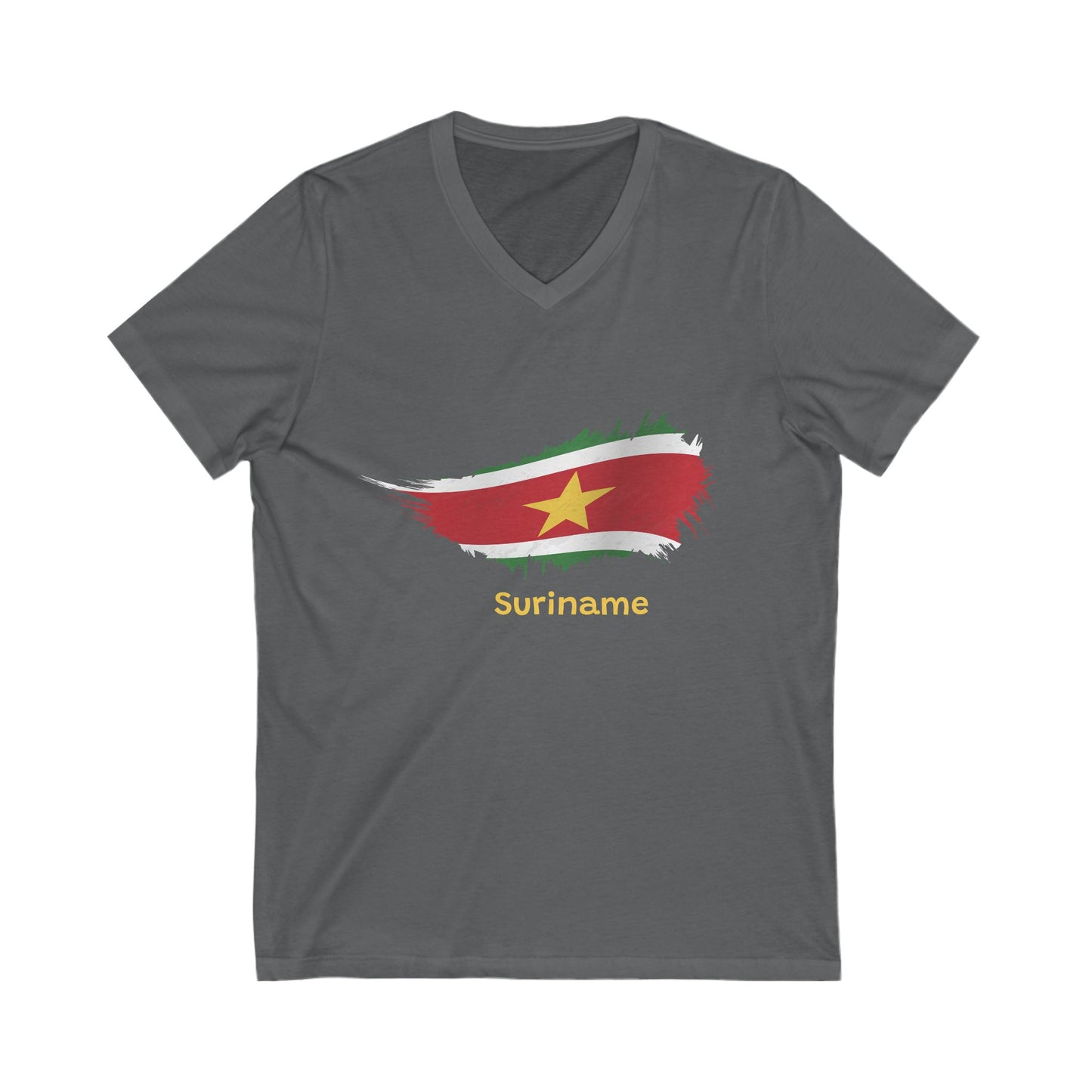 Suriname Flag Short Sleeve V-Neck Tee