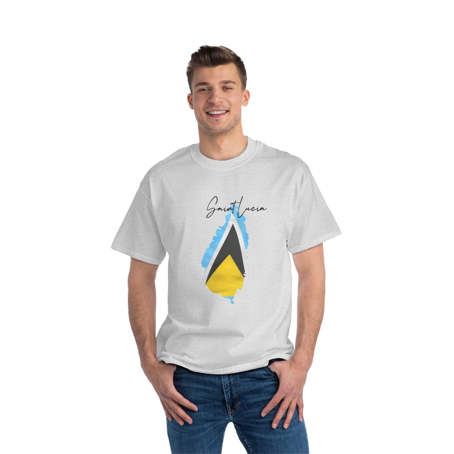 Saint Lucia Map Shape Flag T-Shirt