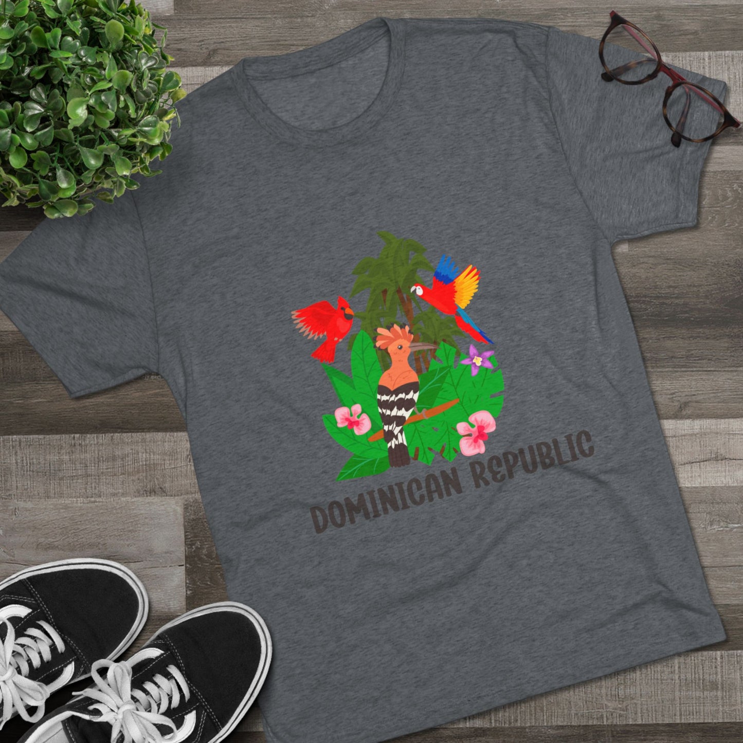 Tropical Dominican Republic Crew Tee - Unisex Tri-Blend