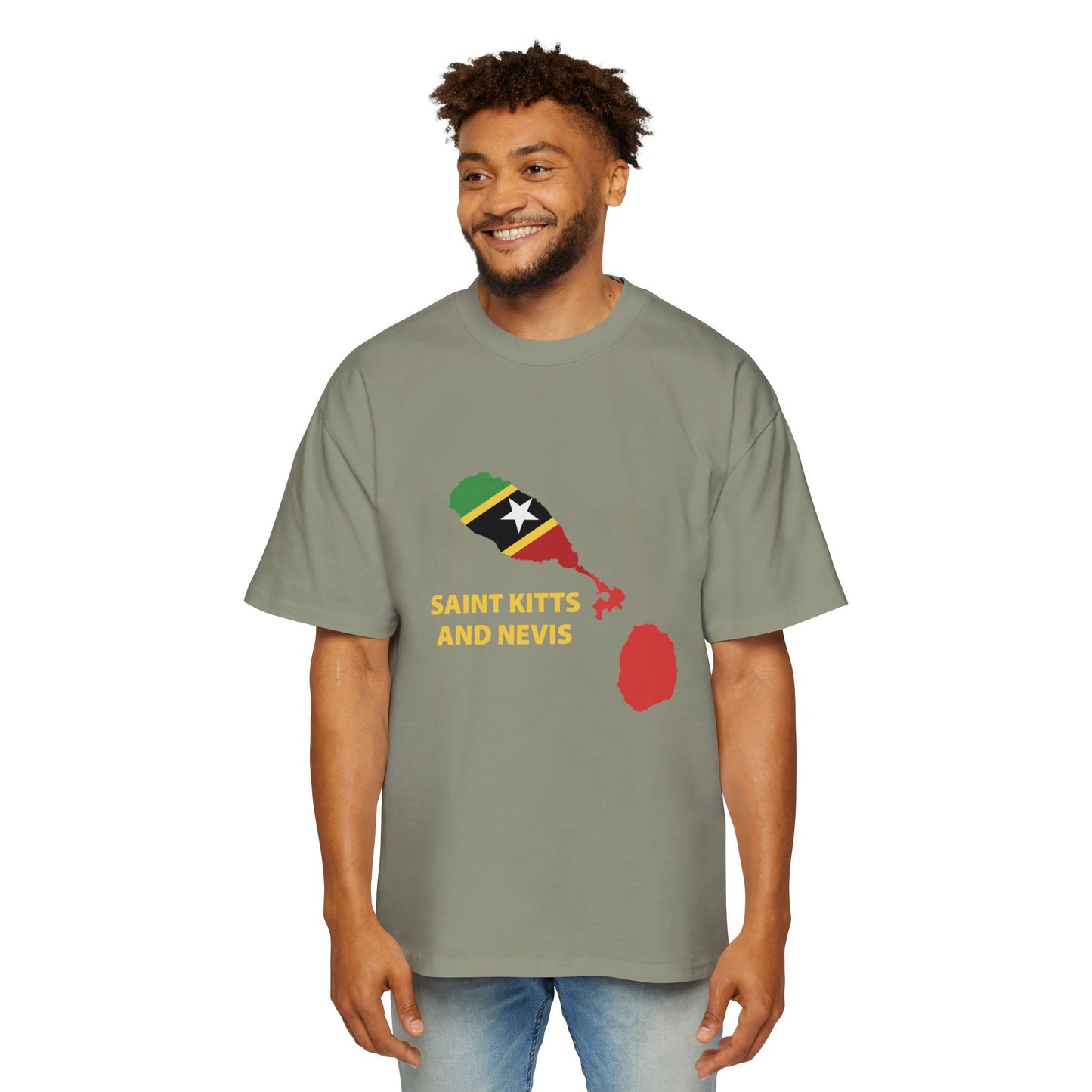 Saint Kitts and Nevis Map Men's Heavy Oversized Tee