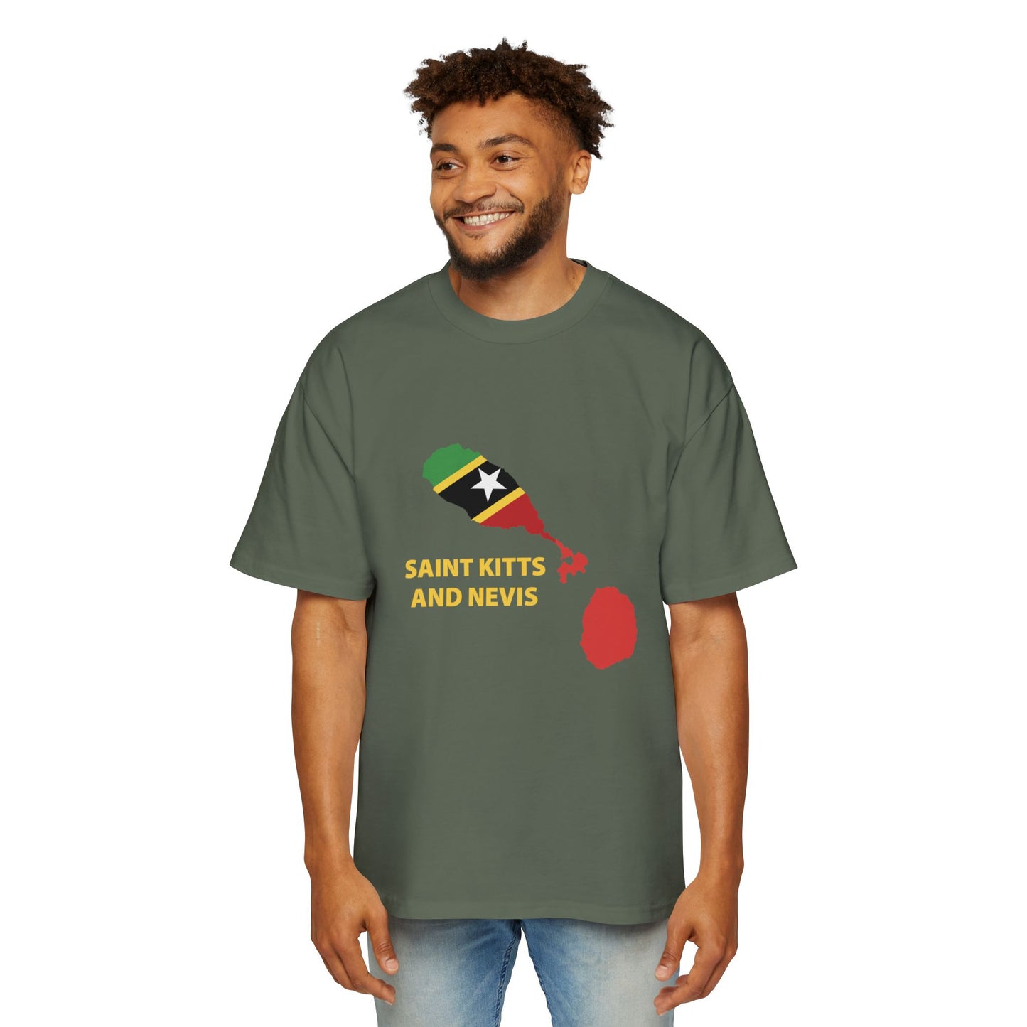 Saint Kitts and Nevis Map Men's Heavy Oversized Tee
