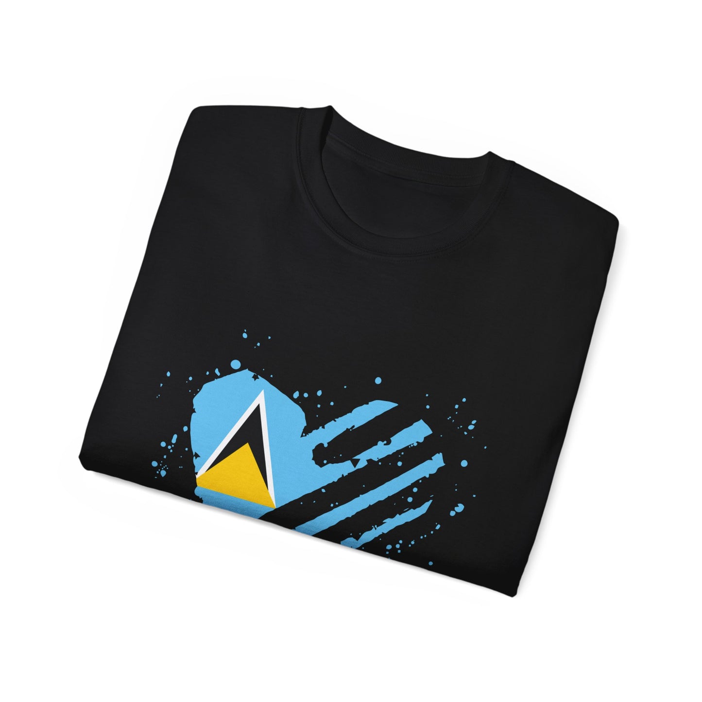 Heart Shape Saint Lucia Flag Cotton T-Shirt