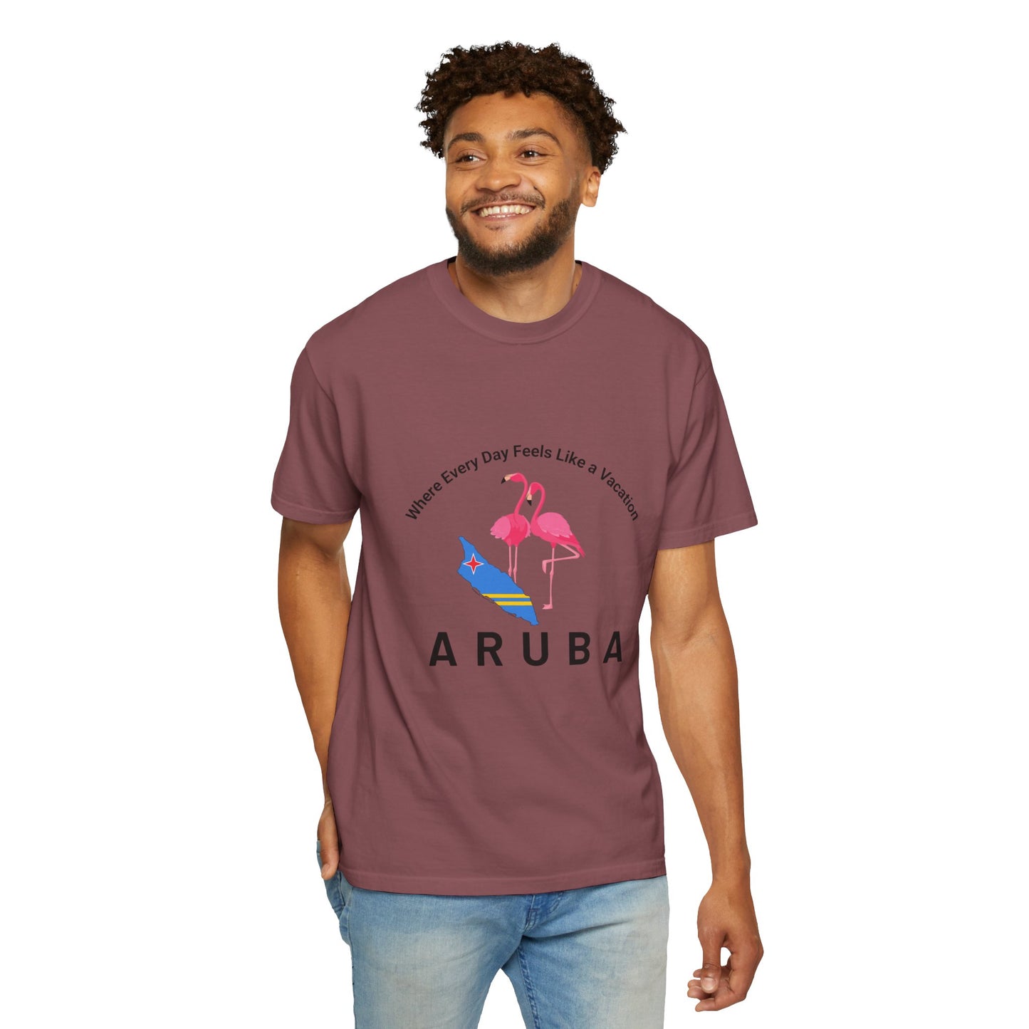 Vacation Vibe Unisex T-Shirt - Aruba Flamingos Design