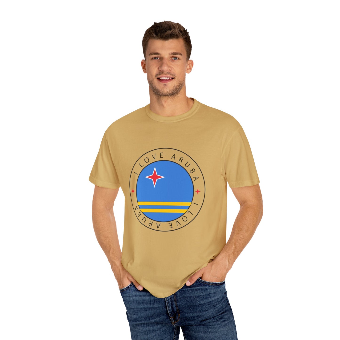 I Love Aruba Flag Unisex Garment-Dyed T-shirt