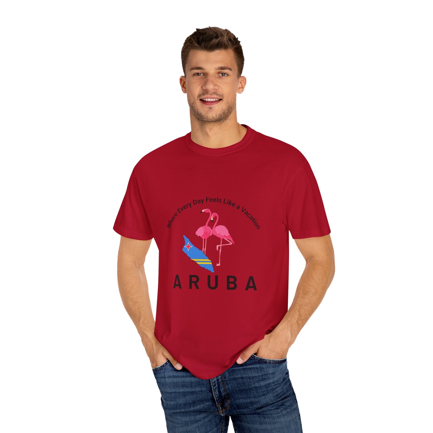 Vacation Vibe Unisex T-Shirt - Aruba Flamingos Design