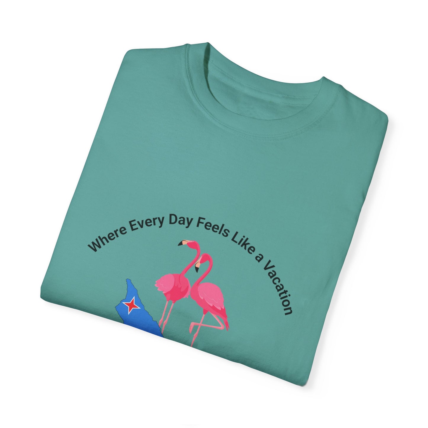 Vacation Vibe Unisex T-Shirt - Aruba Flamingos Design