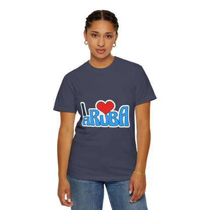 I Love Aruba Unisex Garment-Dyed T-Shirt
