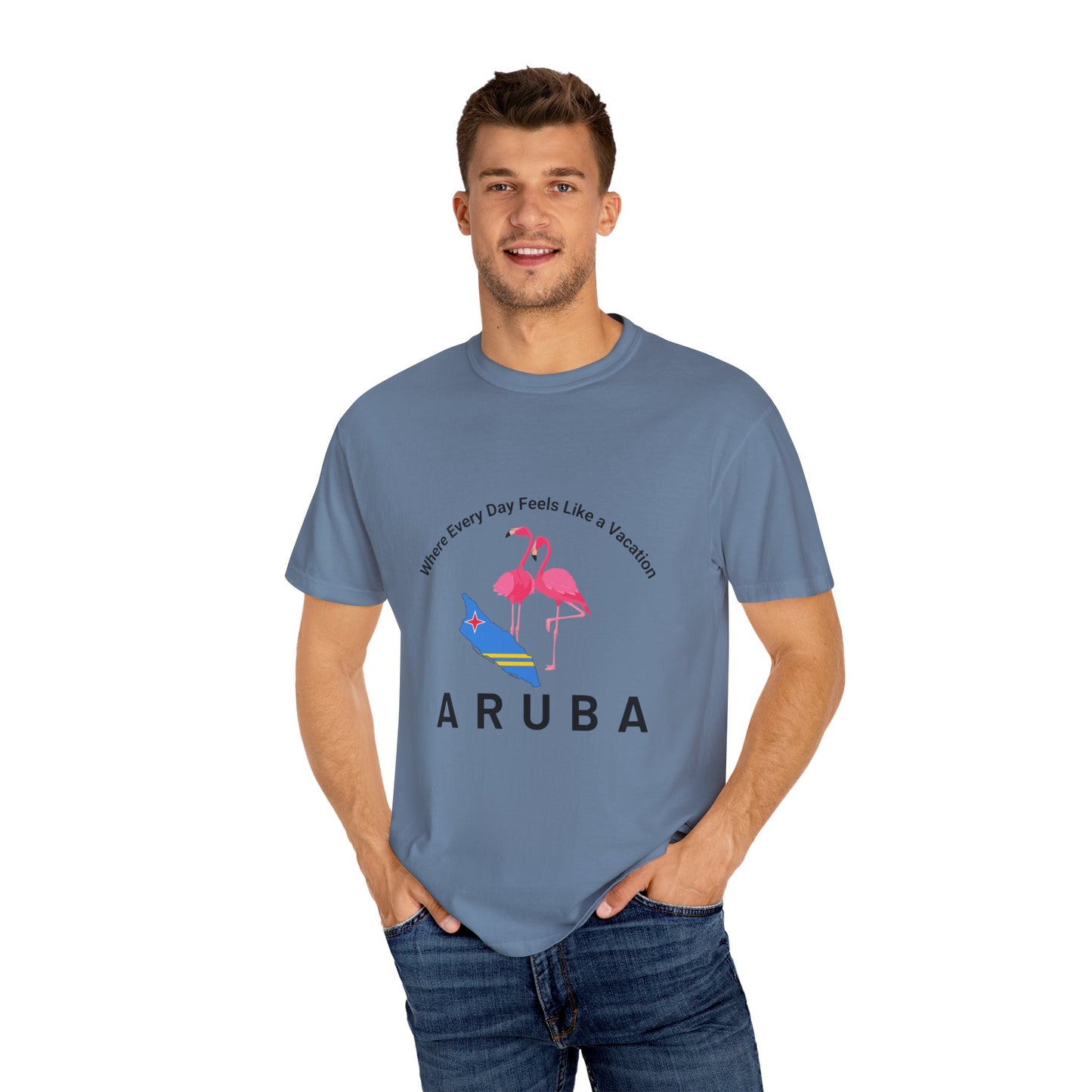 Vacation Vibe Unisex T-Shirt - Aruba Flamingos Design