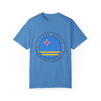 I Love Aruba Flag Unisex Garment-Dyed T-shirt