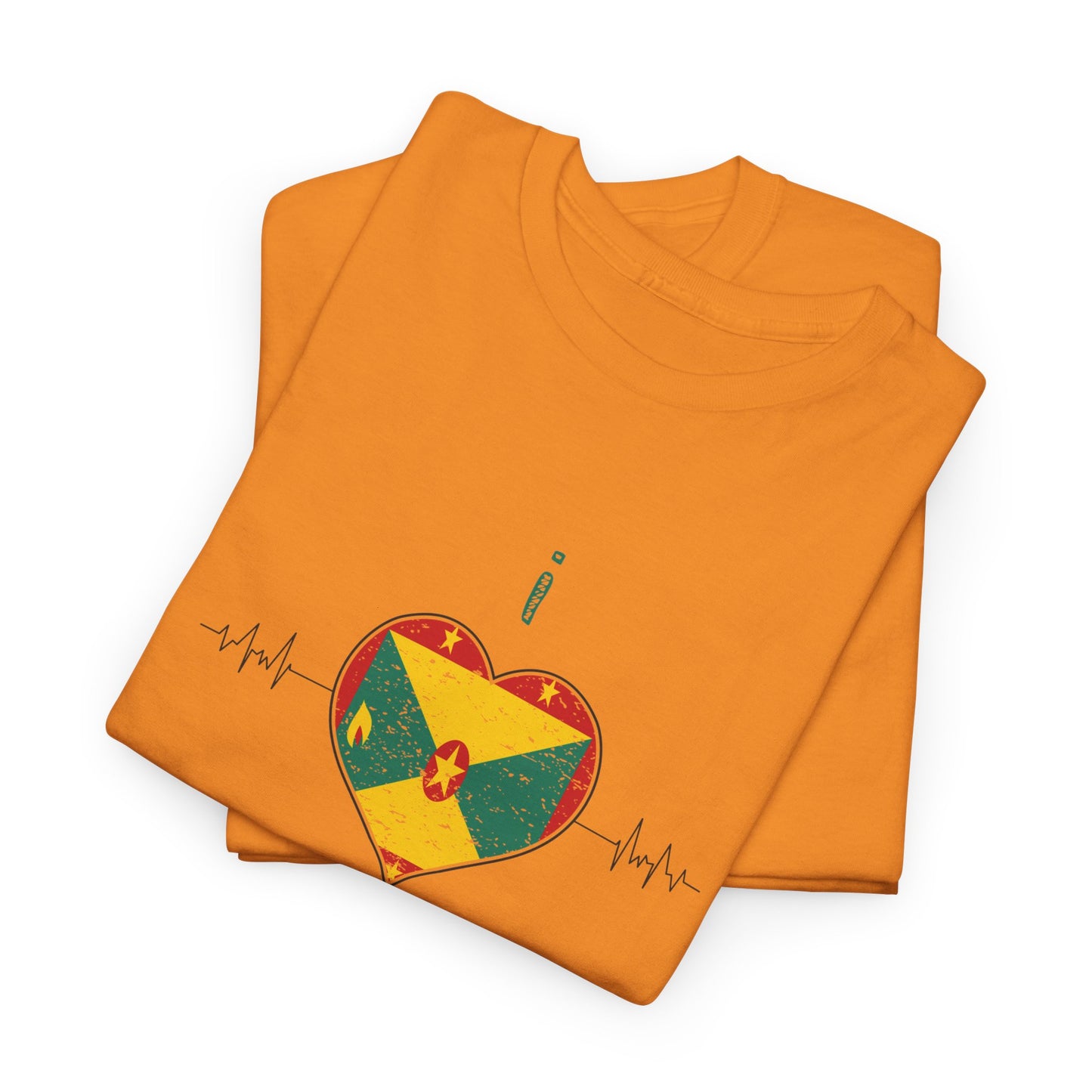 I Love Grenada Heart Shaped Flag  Unisex Heavy Cotton T- shirt