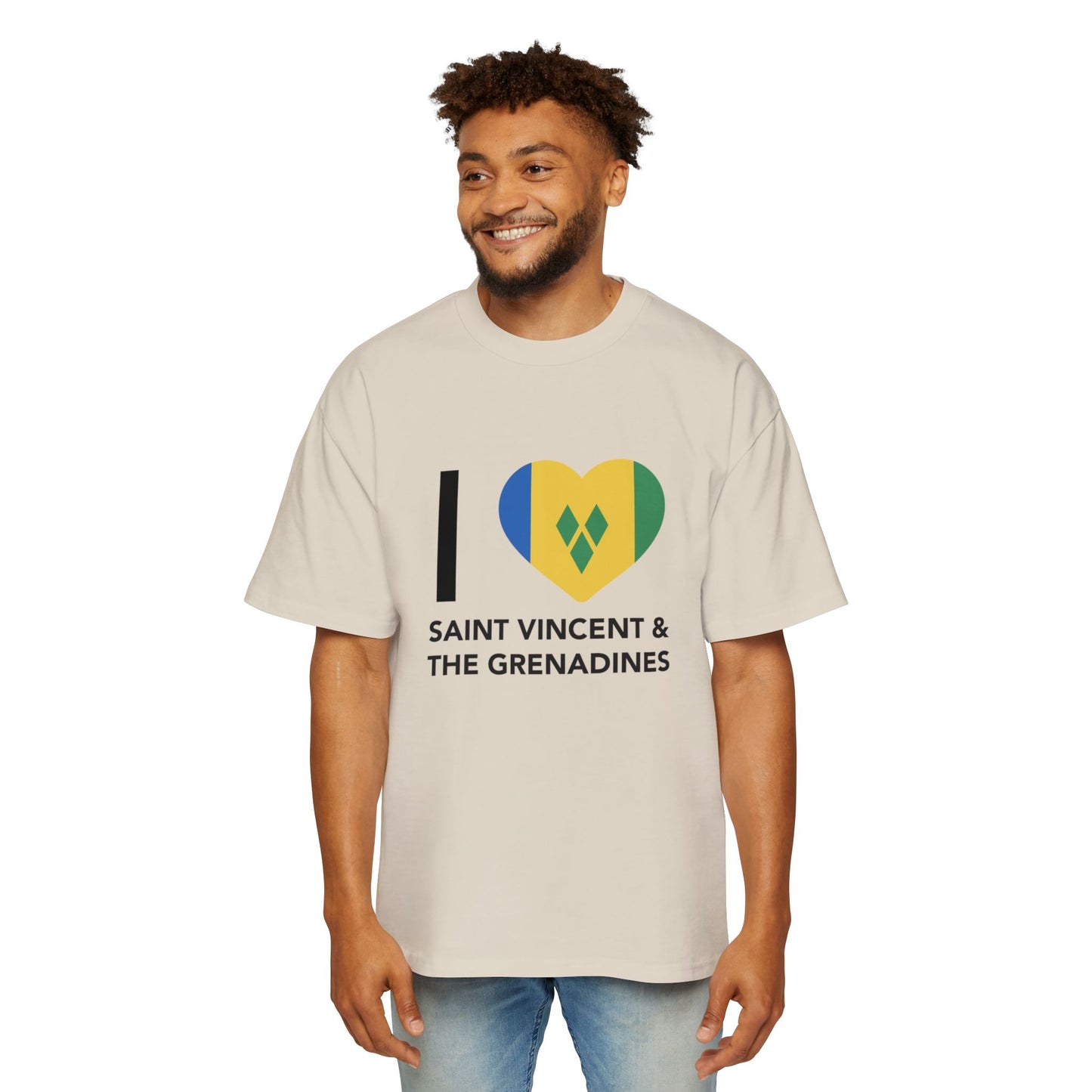 I Love Saint Vincent and the Grenadines Men's Heavy Oversized T-shirt