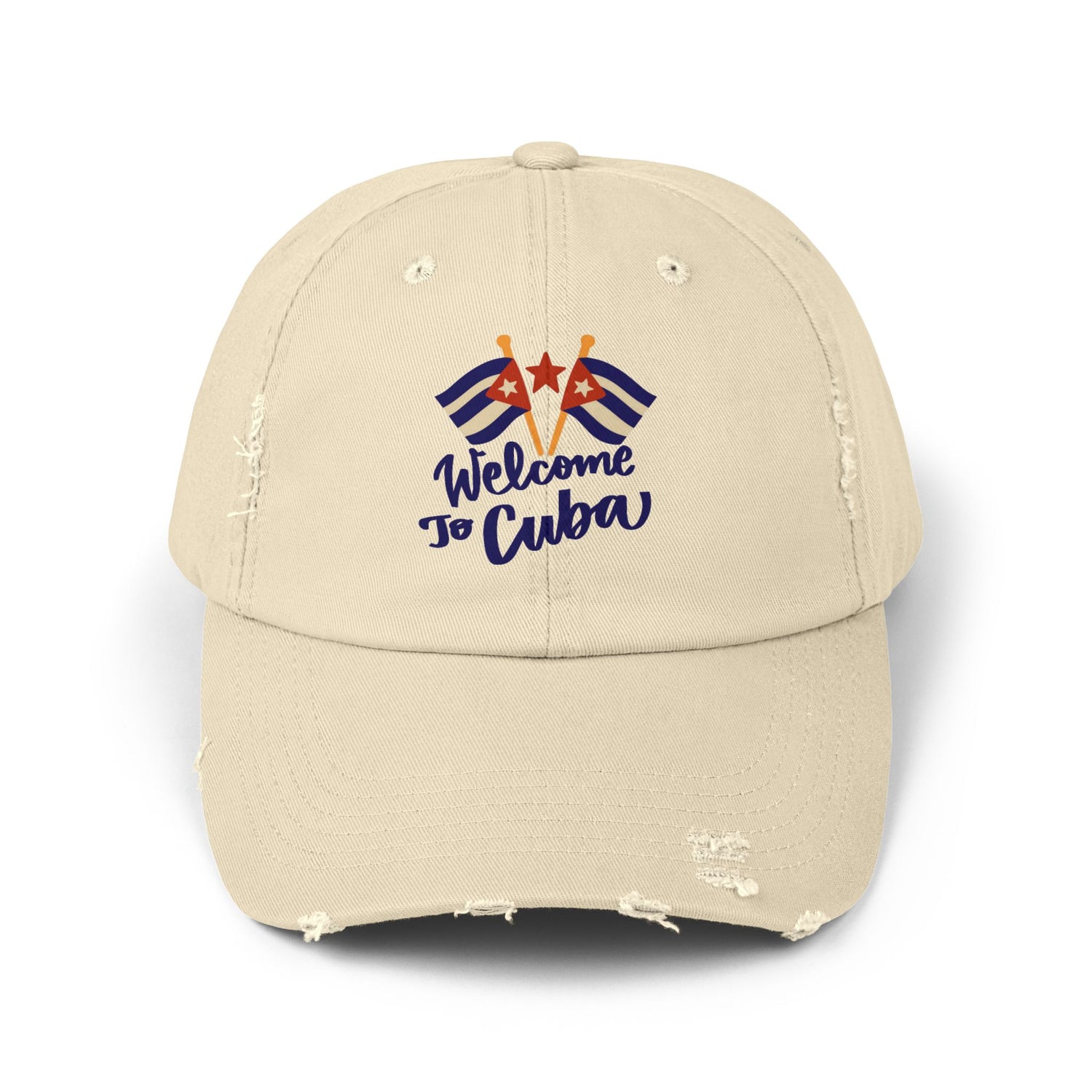 Welcome to Cuba Unisex Distressed Cap |  Casual Style for Travel Lovers