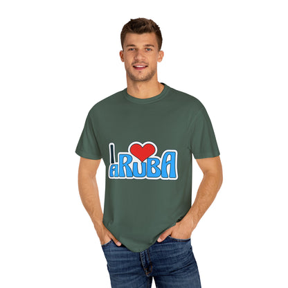 I Love Aruba Unisex Garment-Dyed T-Shirt