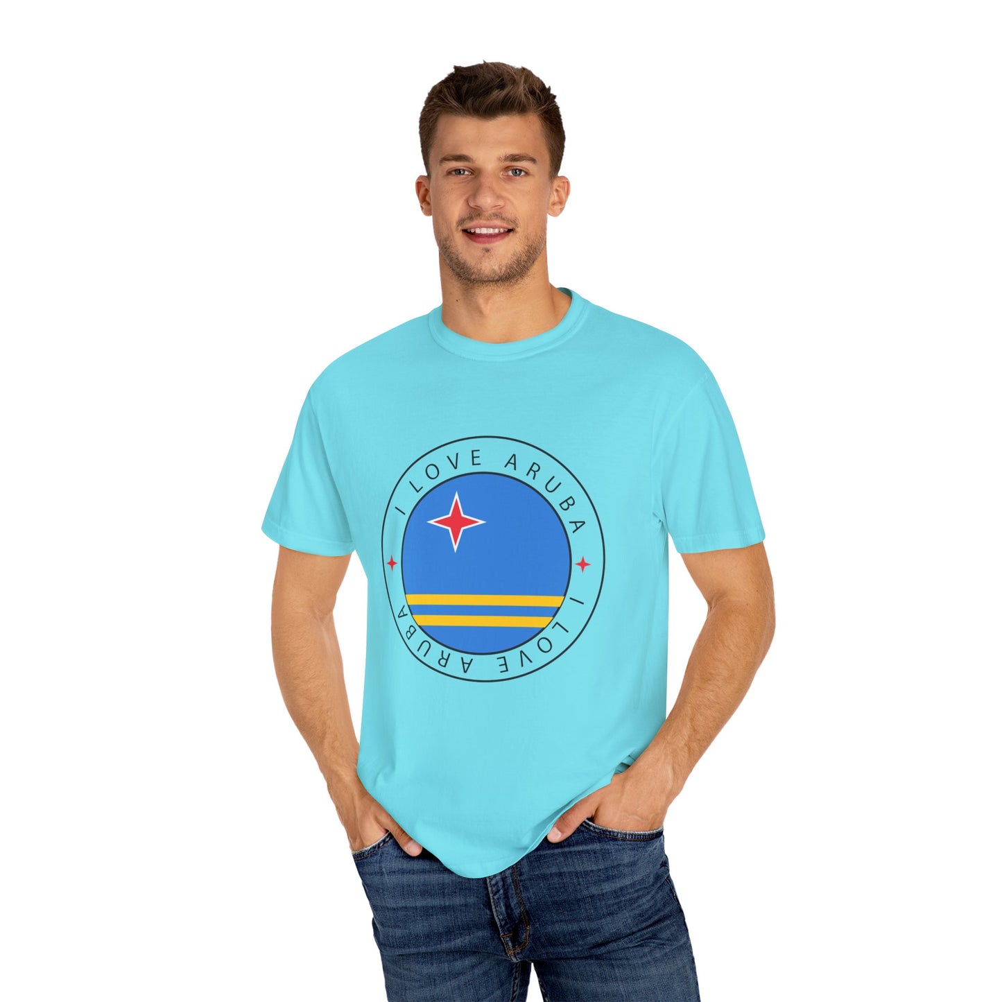 I Love Aruba Flag Unisex Garment-Dyed T-shirt
