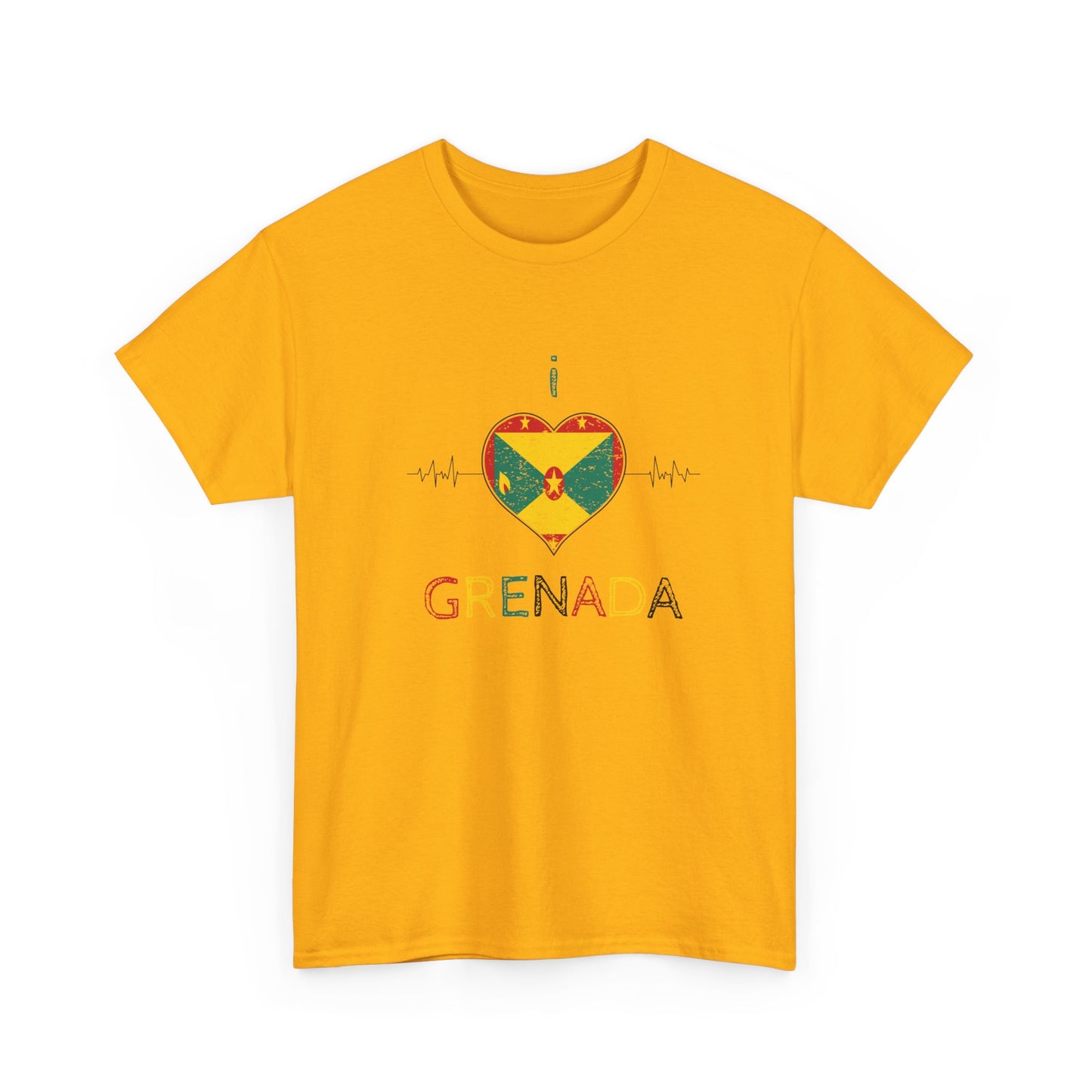 I Love Grenada Heart Shaped Flag  Unisex Heavy Cotton T- shirt