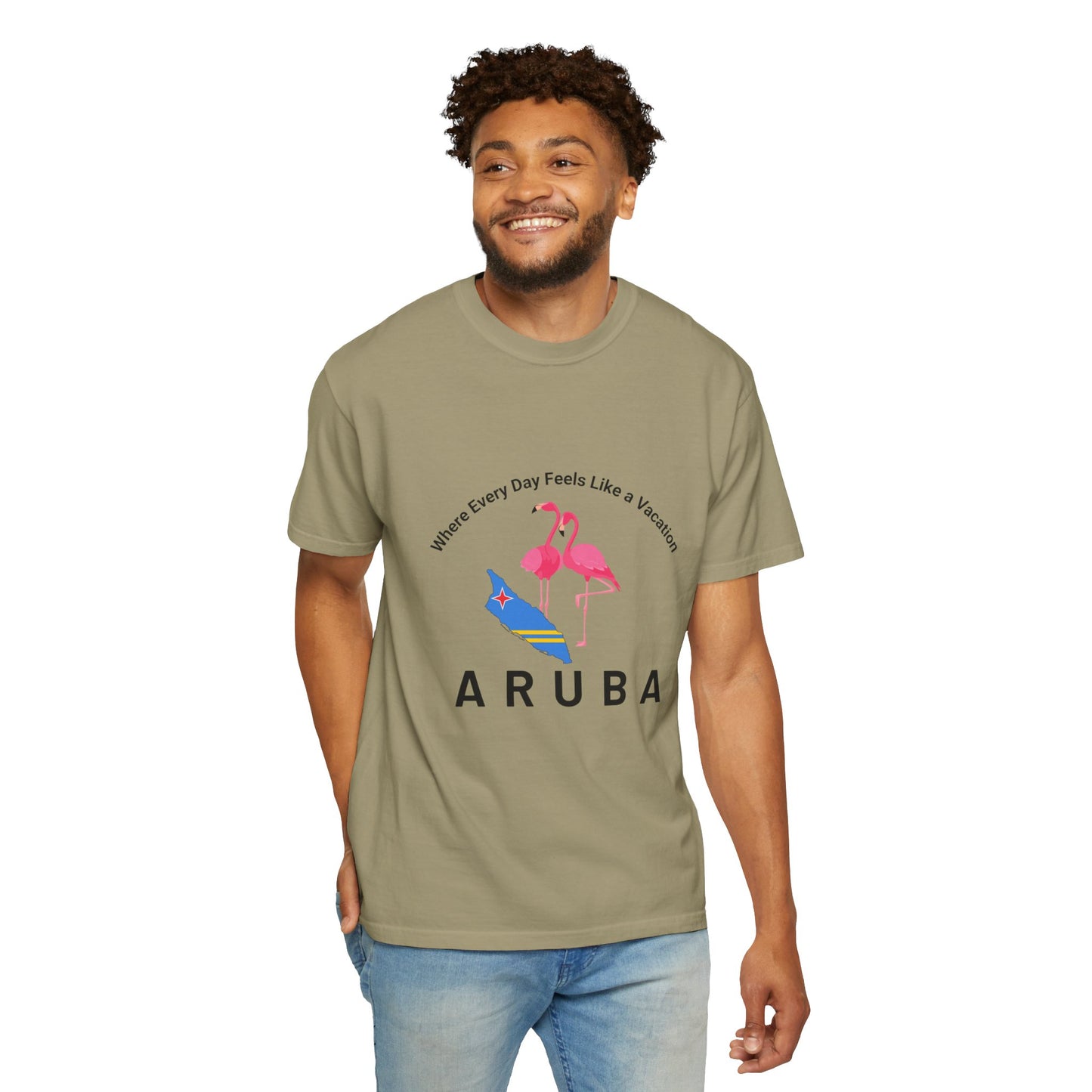 Vacation Vibe Unisex T-Shirt - Aruba Flamingos Design